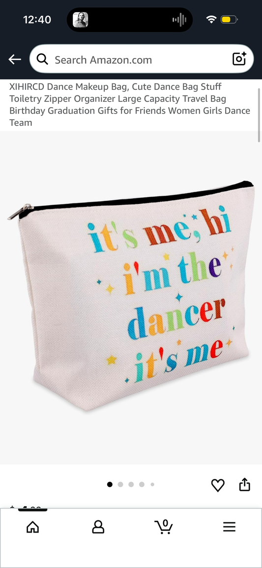 Dance Makeup Bag, Cute Dance Bag Stuff Toiletry Zipper Organizer Large Capacity Travel Bag Birthday Graduation Gifts for Friends Women Girls Dance Team