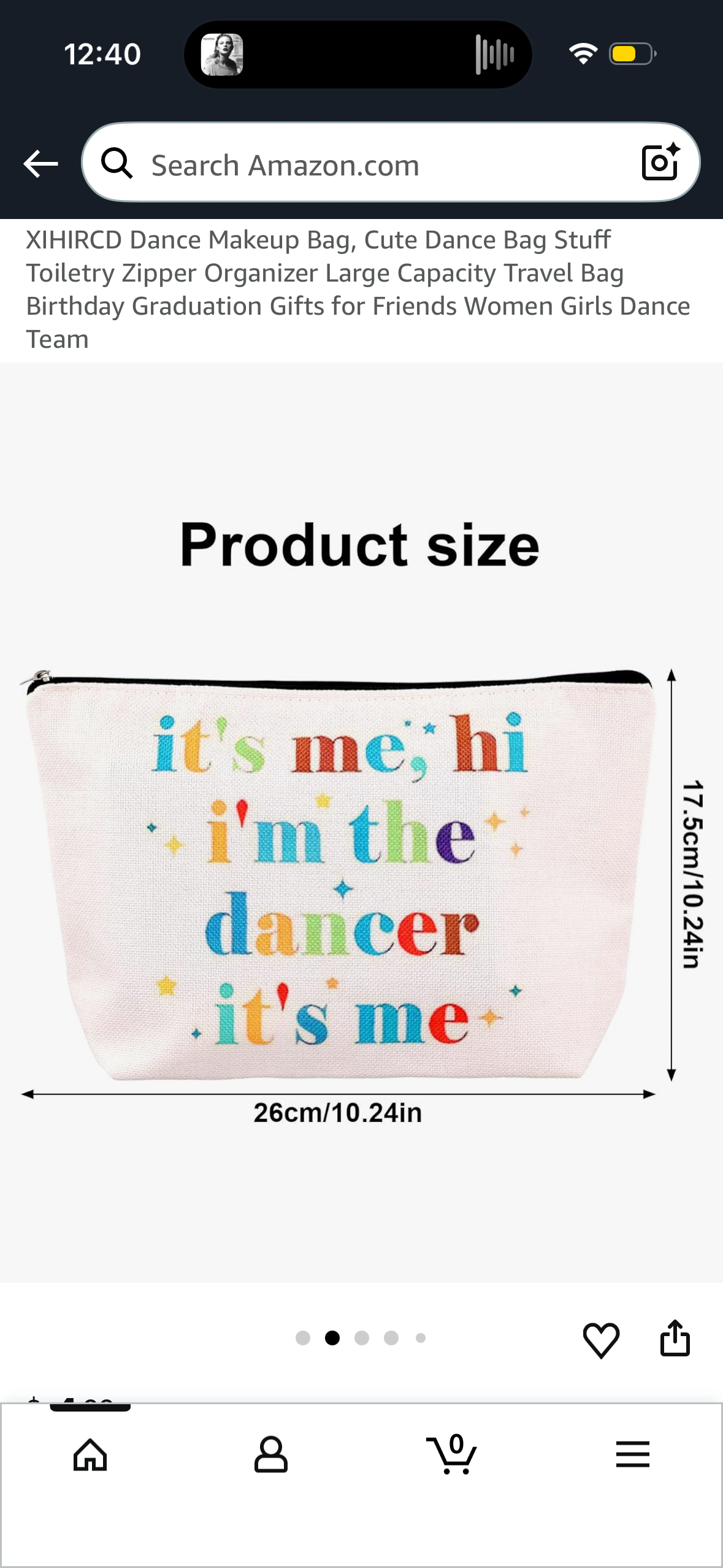 Dance Makeup Bag, Cute Dance Bag Stuff Toiletry Zipper Organizer Large Capacity Travel Bag Birthday Graduation Gifts for Friends Women Girls Dance Team