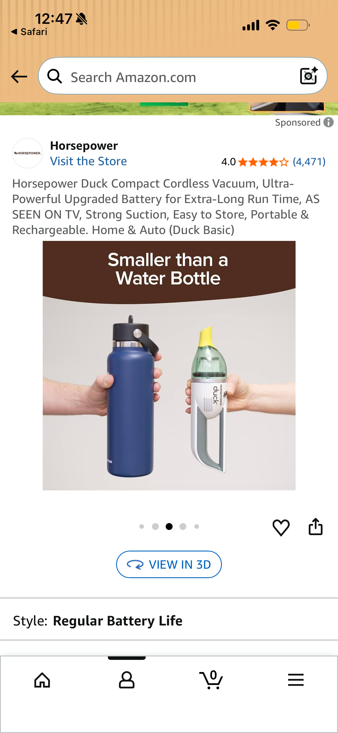 Horsepower Duck Compact Cordless Vacuum, Ultra-Powerful Upgraded Battery for Extra-Long Run Time, AS SEEN ON TV, Strong Suction, Easy to Store, Portable & Rechargeable. Home & Auto (Duck Basic)