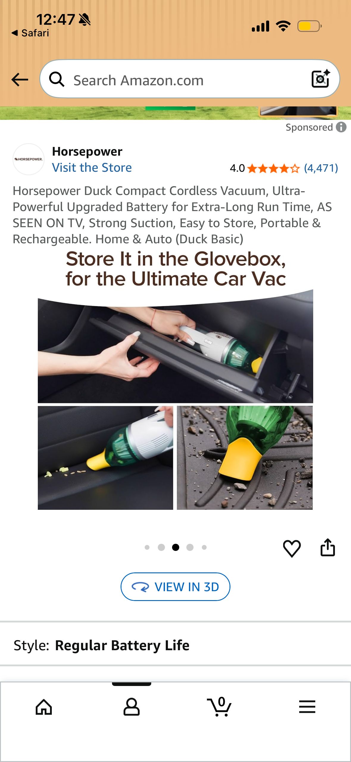 Horsepower Duck Compact Cordless Vacuum, Ultra-Powerful Upgraded Battery for Extra-Long Run Time, AS SEEN ON TV, Strong Suction, Easy to Store, Portable & Rechargeable. Home & Auto (Duck Basic)