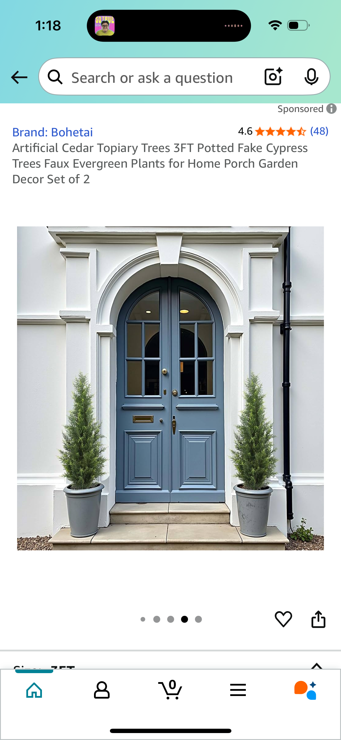 Artificial Cedar Topiary Trees 3FT Potted Fake Cypress Trees Faux Evergreen Plants for Home Porch Garden Decor Set of 2
