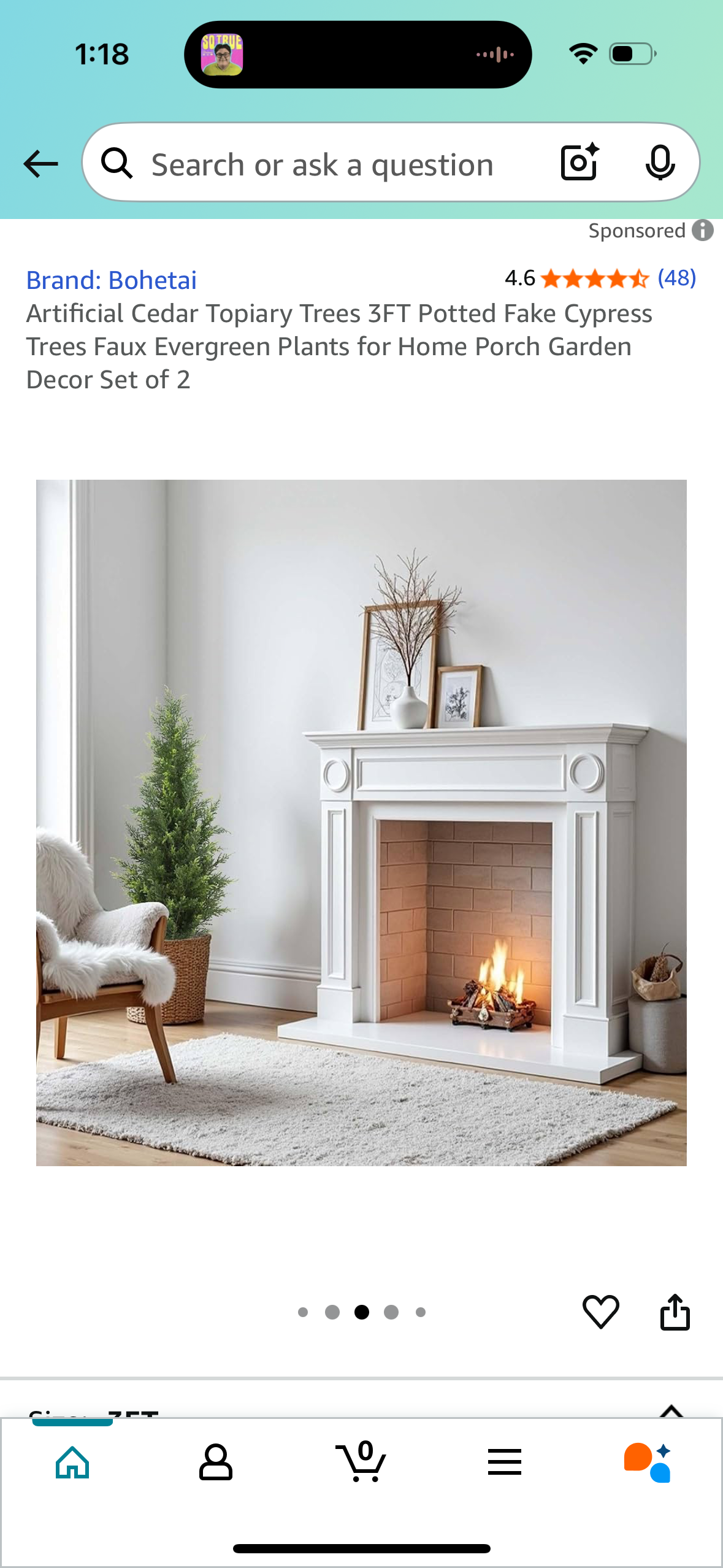Artificial Cedar Topiary Trees 3FT Potted Fake Cypress Trees Faux Evergreen Plants for Home Porch Garden Decor Set of 2