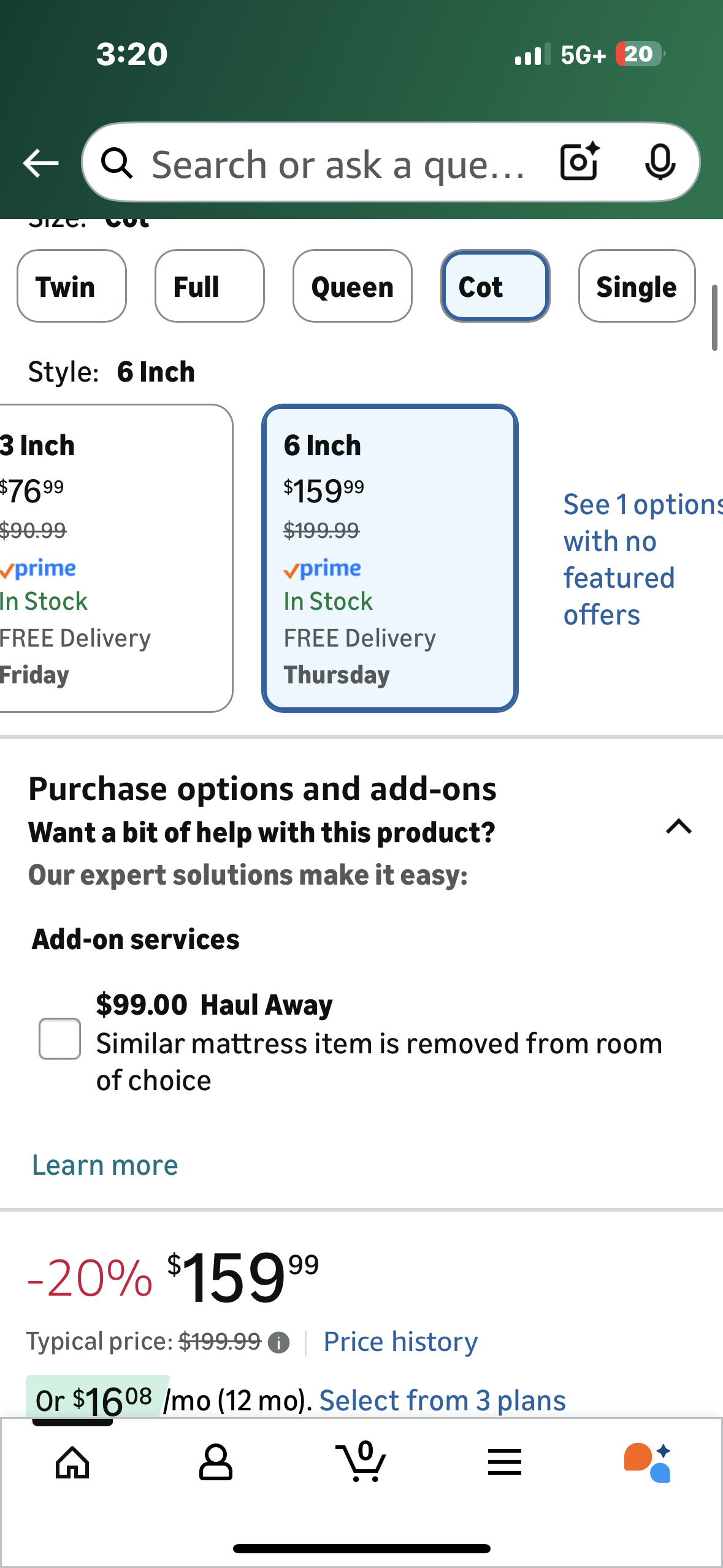 6" Cot Size Tri-Fold Memory Foam Folding Mattress, Washable Cover, Cooling Mattress Pad for Guest, Single Bed, Camping, and Guest Bed - 75"x31"x6" (B1144)