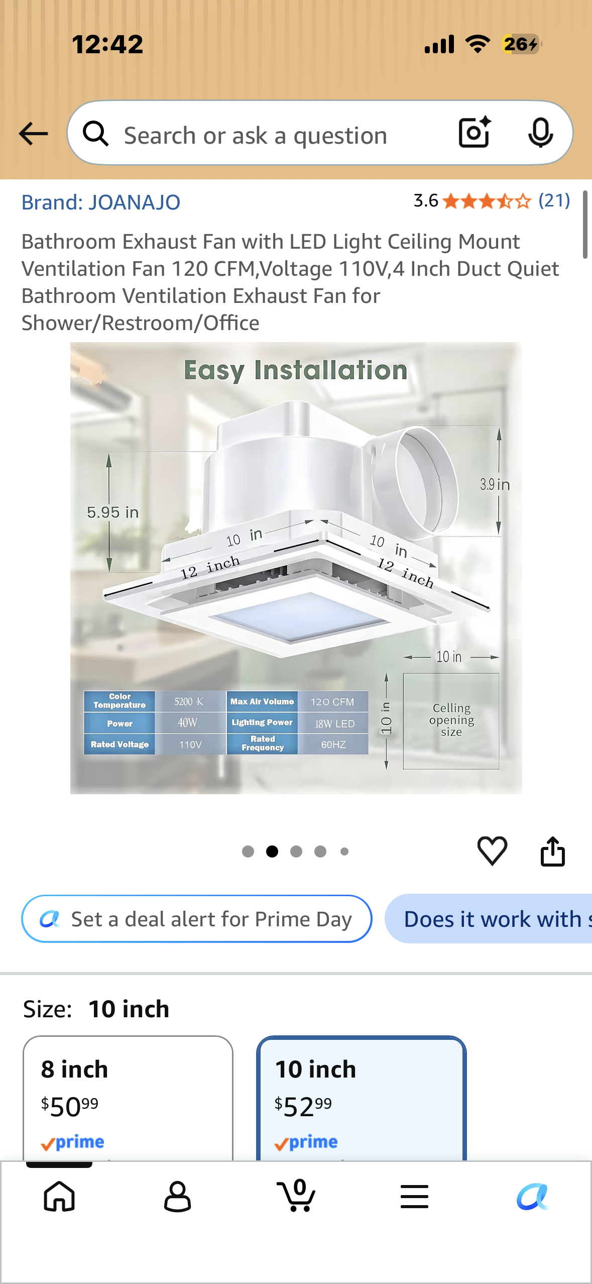 Bathroom Exhaust Fan with LED Light Ceiling Mount Ventilation Fan 120 CFM,Voltage 110V,4 Inch Duct Quiet Bathroom Ventilation Exhaust Fan