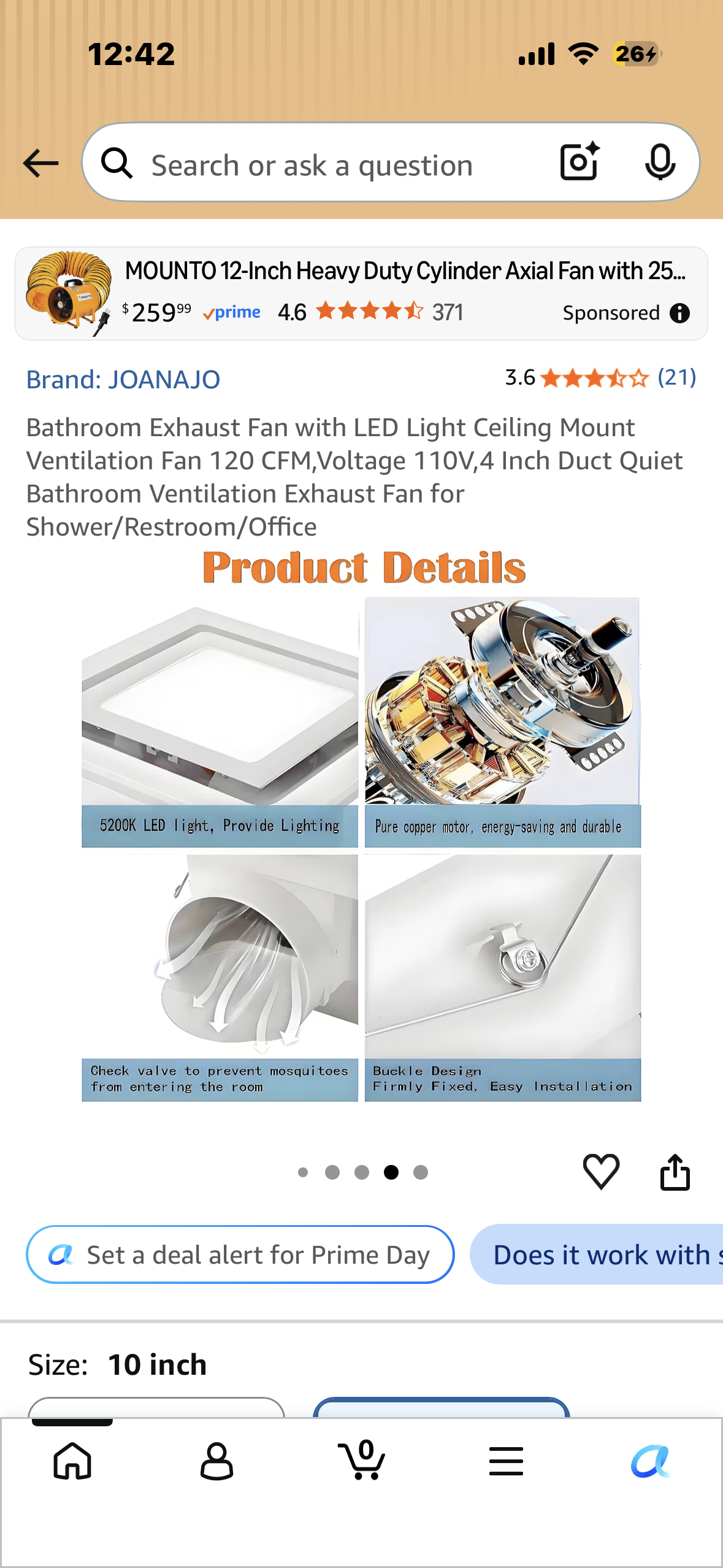 Bathroom Exhaust Fan with LED Light Ceiling Mount Ventilation Fan 120 CFM,Voltage 110V,4 Inch Duct Quiet Bathroom Ventilation Exhaust Fan