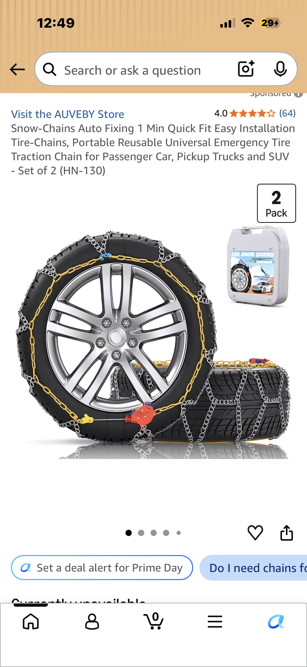 Snow-Chains, Auto Fixing 1 Min Quick Fit Easy Installation Tire-Chains, Portable, Reusable, Universal Emergency Tire Traction Chain for Passenger Car, Pickup Trucks and SUV - Set of 2 (HN-130)