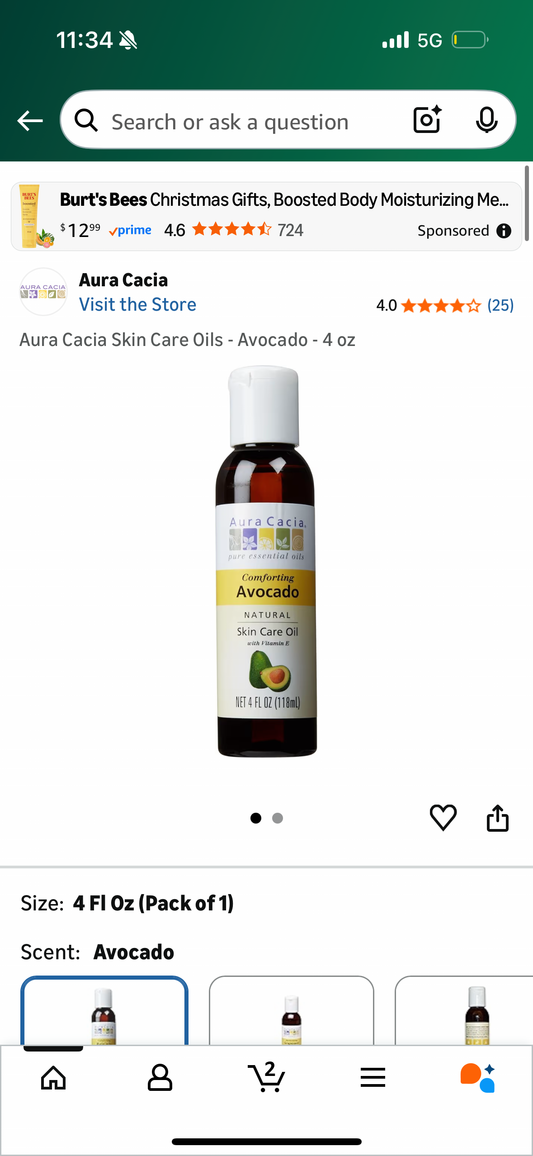 Aura Cacia Skin Care Oils - Avocado - 4 oz