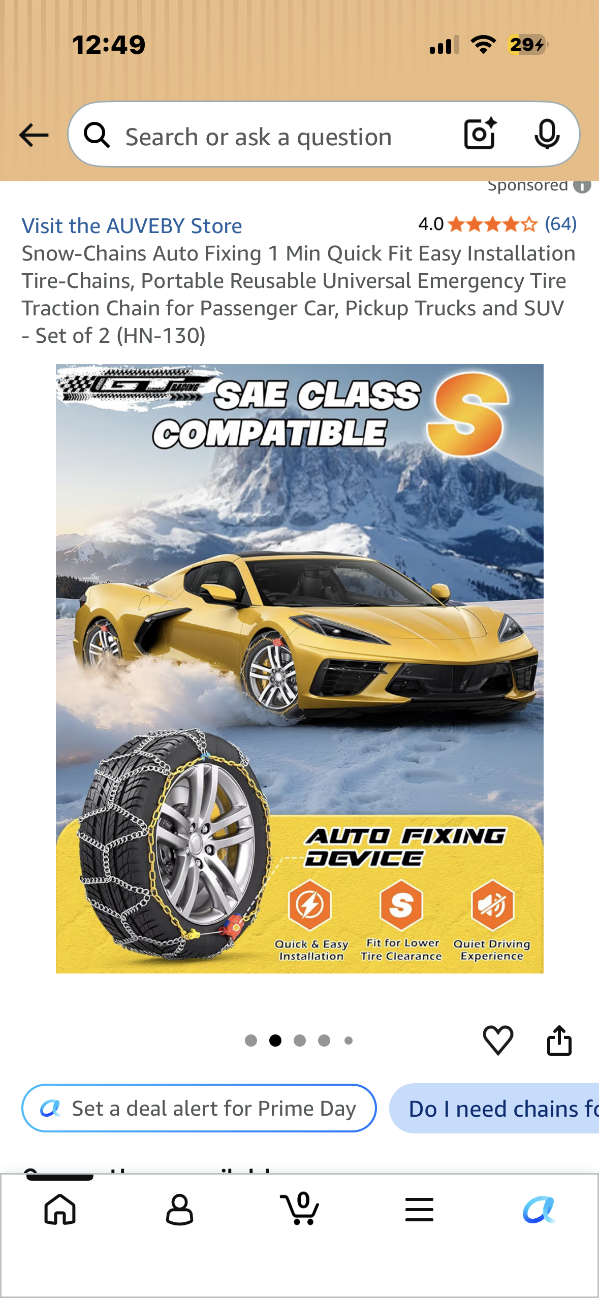 Snow-Chains, Auto Fixing 1 Min Quick Fit Easy Installation Tire-Chains, Portable, Reusable, Universal Emergency Tire Traction Chain for Passenger Car, Pickup Trucks and SUV - Set of 2 (HN-130)
