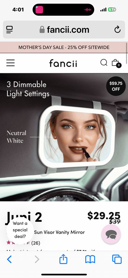 Large Car Visor LED Vanity Mirror, Rechargeable Visor Makeup Mirror w/LED Lights, 6.7"" Touch Screen Cosmetic Mirror, Dimmable, Universal Fit for Car Truck SUV, White