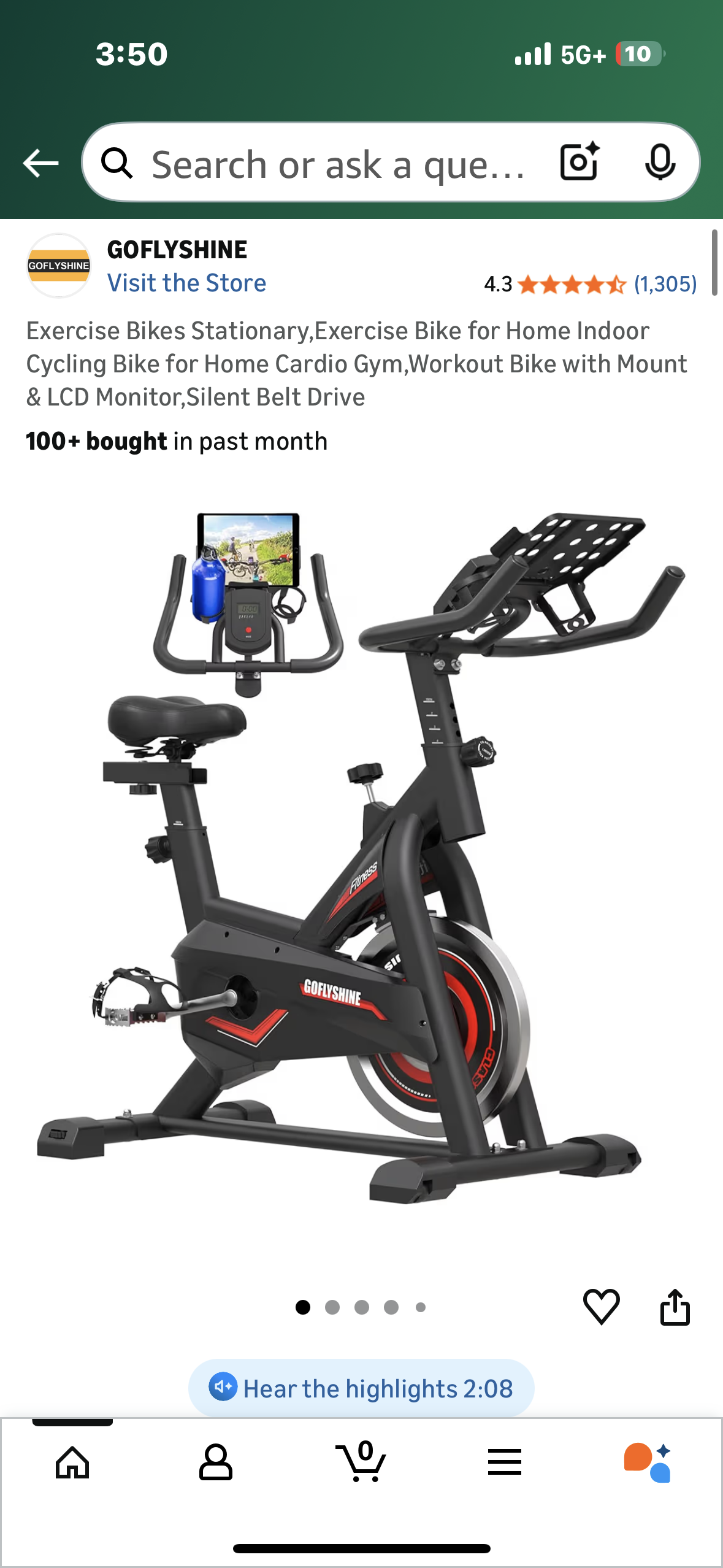 Exercise Stationary Bike for Home Indoor Cycling, Home Cardio, Gym, Workout with LCD Mount, and Monitor, Silent Belt Drive (W548)