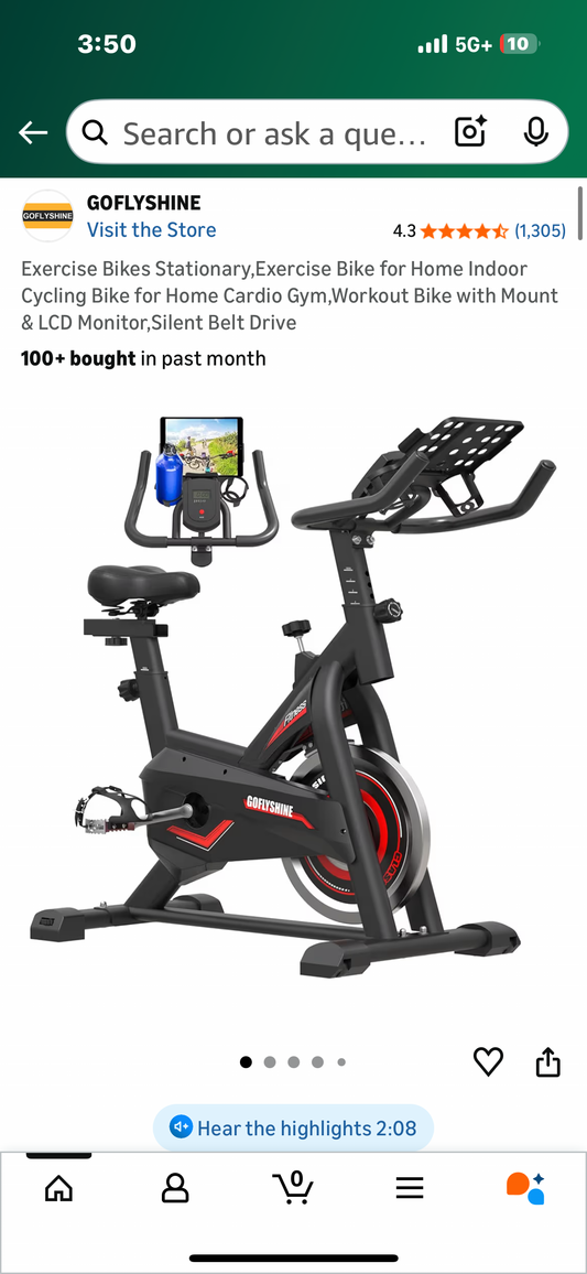 Exercise Stationary Bike for Home Indoor Cycling, Home Cardio, Gym, Workout with LCD Mount, and Monitor, Silent Belt Drive (W548)