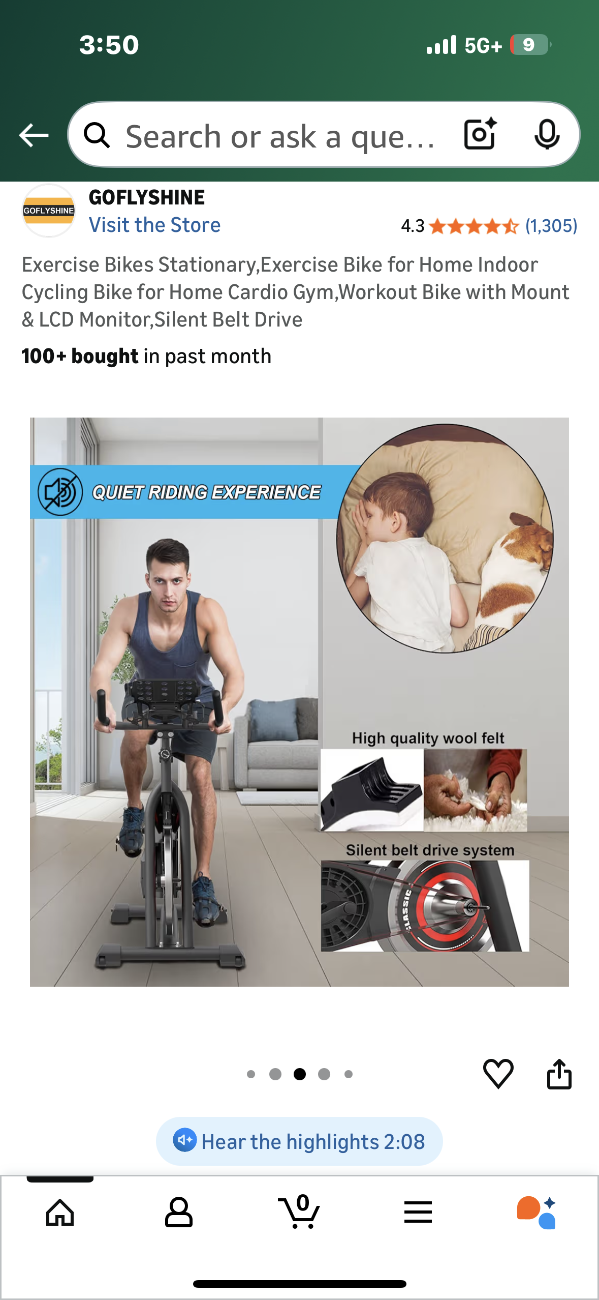 Exercise Stationary Bike for Home Indoor Cycling, Home Cardio, Gym, Workout with LCD Mount, and Monitor, Silent Belt Drive (W548)