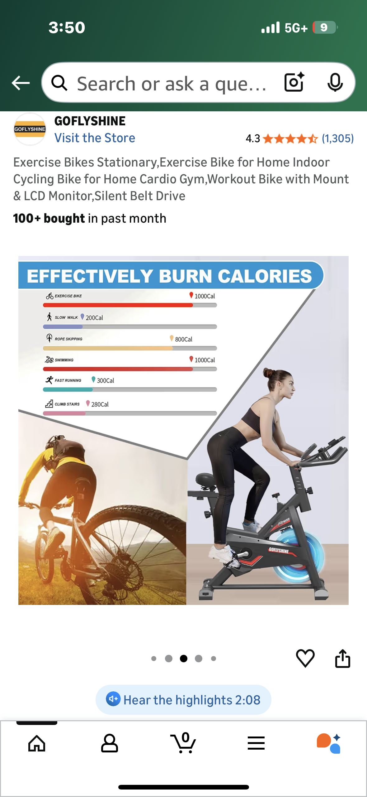 Exercise Stationary Bike for Home Indoor Cycling, Home Cardio, Gym, Workout with LCD Mount, and Monitor, Silent Belt Drive (W548)