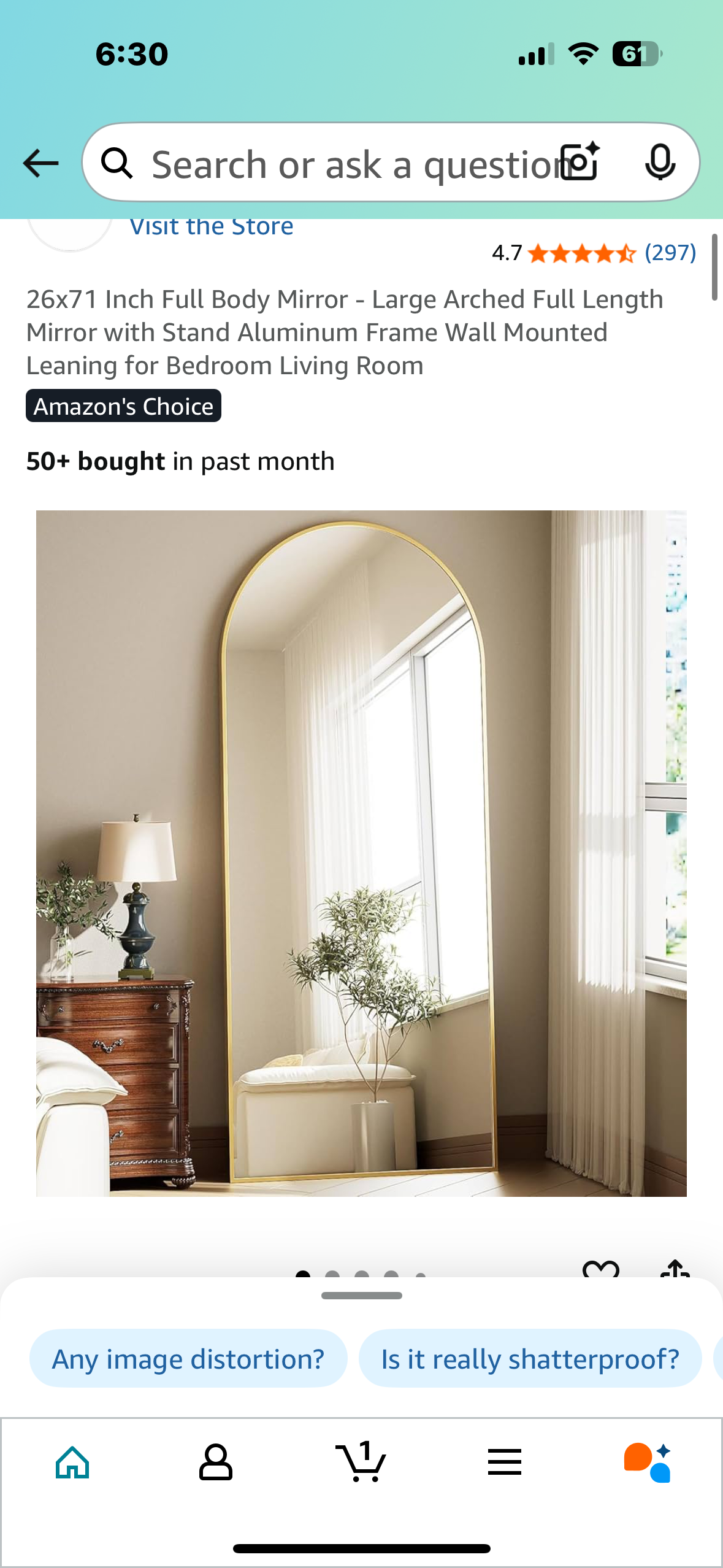 26”x 71” Full Length Mirror - Large Gold Arched Full Length Mirror with Stand, Aluminum Frame, for Bedroom, Living Room, Entryway (M384)