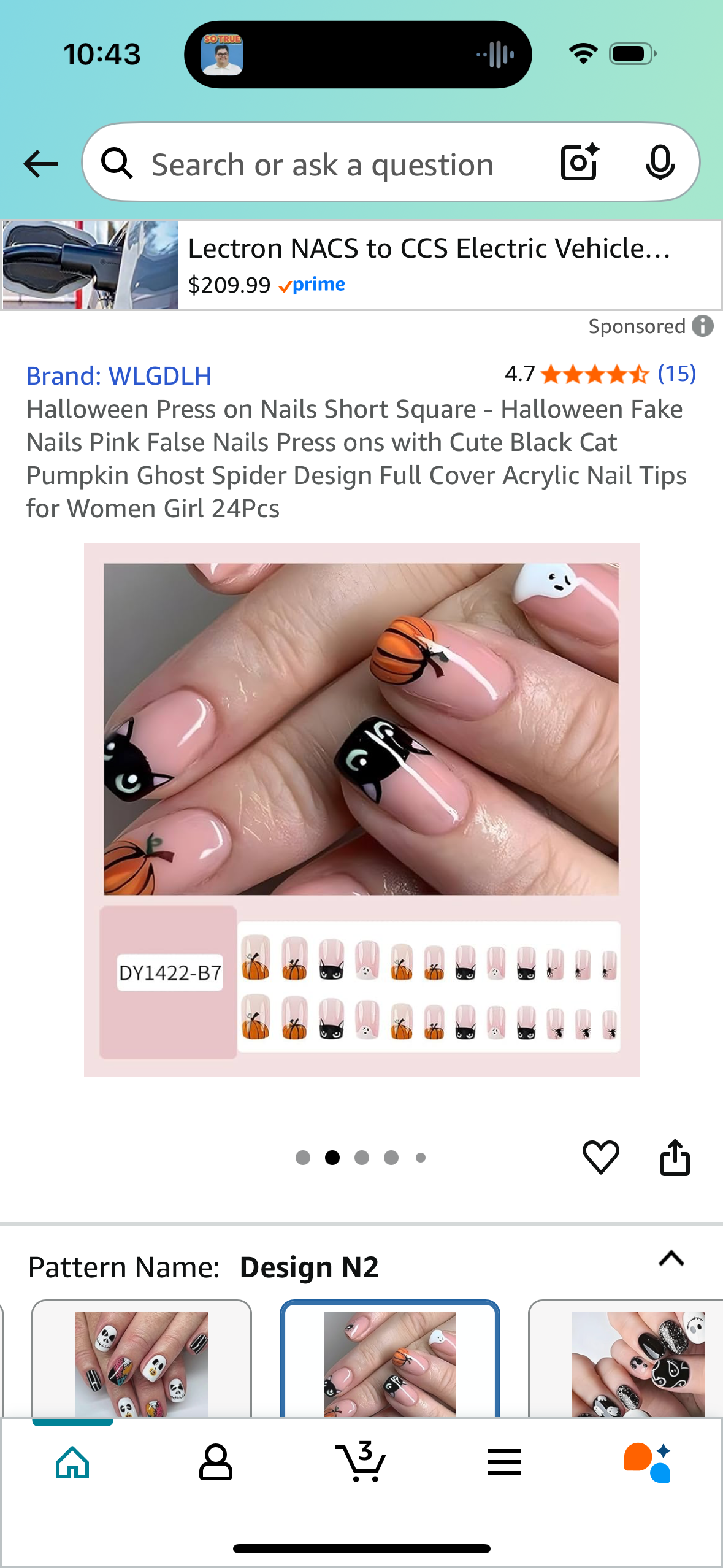 ‼️2 for $3‼️ Halloween Press on Nails Short Square - Full Cover Acrylic Nail Tips for Women Girl 24Pcs