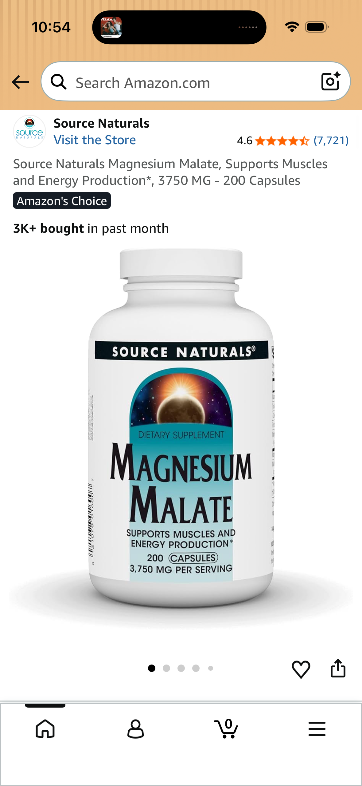 Source Naturals Magnesium Malate, Supports Muscles and Energy Production*, 3750 MG - 200 Capsules