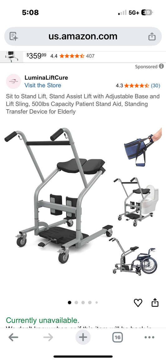Sit to Stand Lift, Stand Assist Lift with Adjustable Base and Lift Sling, 500lbs Capacity Patient Stand Aid, Standing Transfer Device for Elderly (R750)