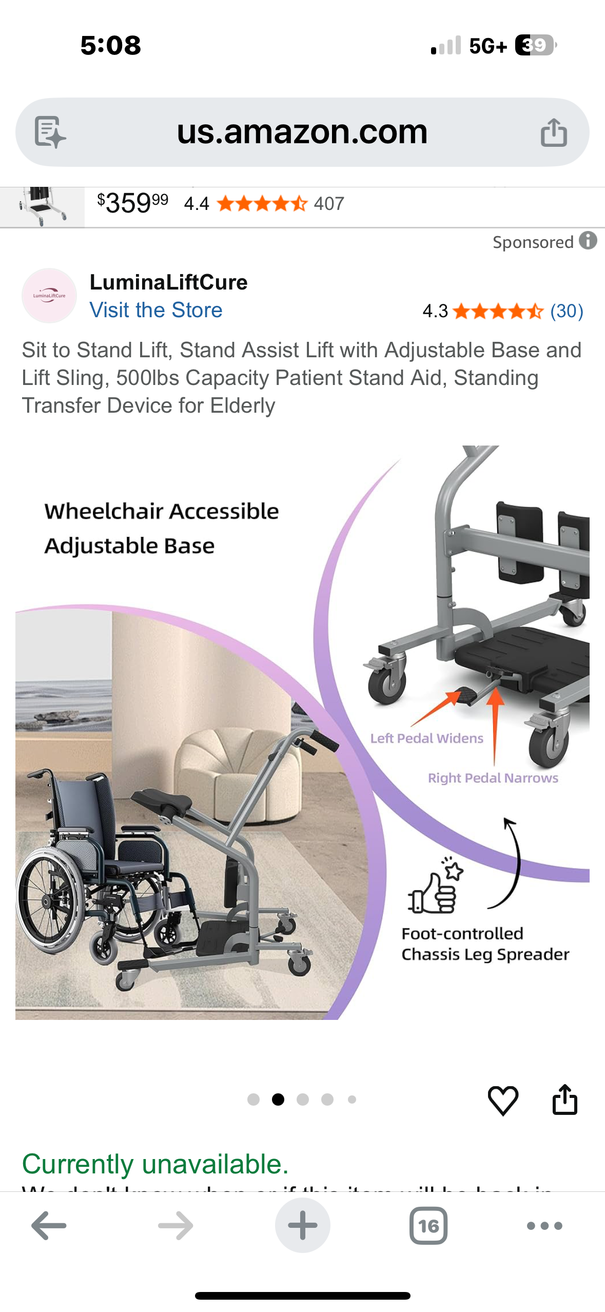 Sit to Stand Lift, Stand Assist Lift with Adjustable Base and Lift Sling, 500lbs Capacity Patient Stand Aid, Standing Transfer Device for Elderly (R750)