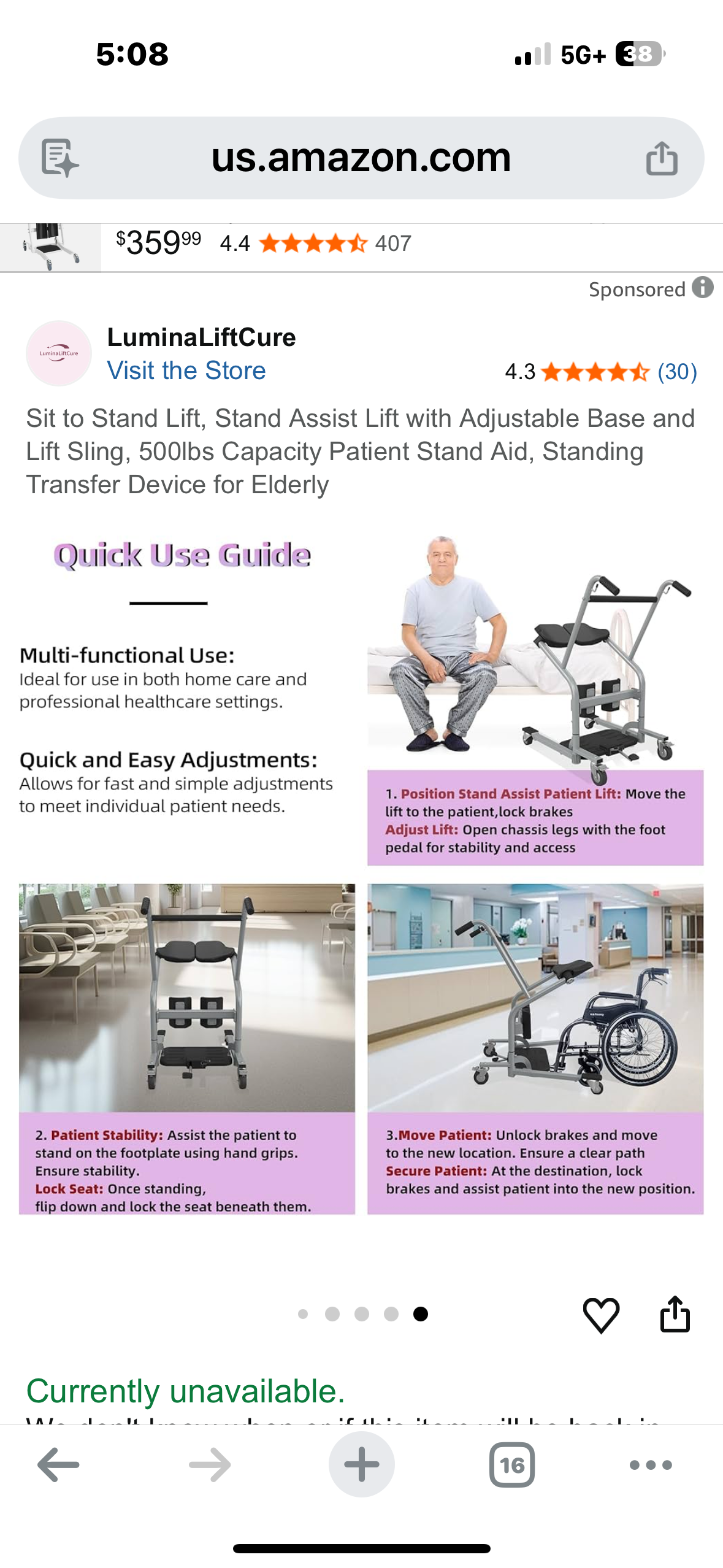 Sit to Stand Lift, Stand Assist Lift with Adjustable Base and Lift Sling, 500lbs Capacity Patient Stand Aid, Standing Transfer Device for Elderly (R750)