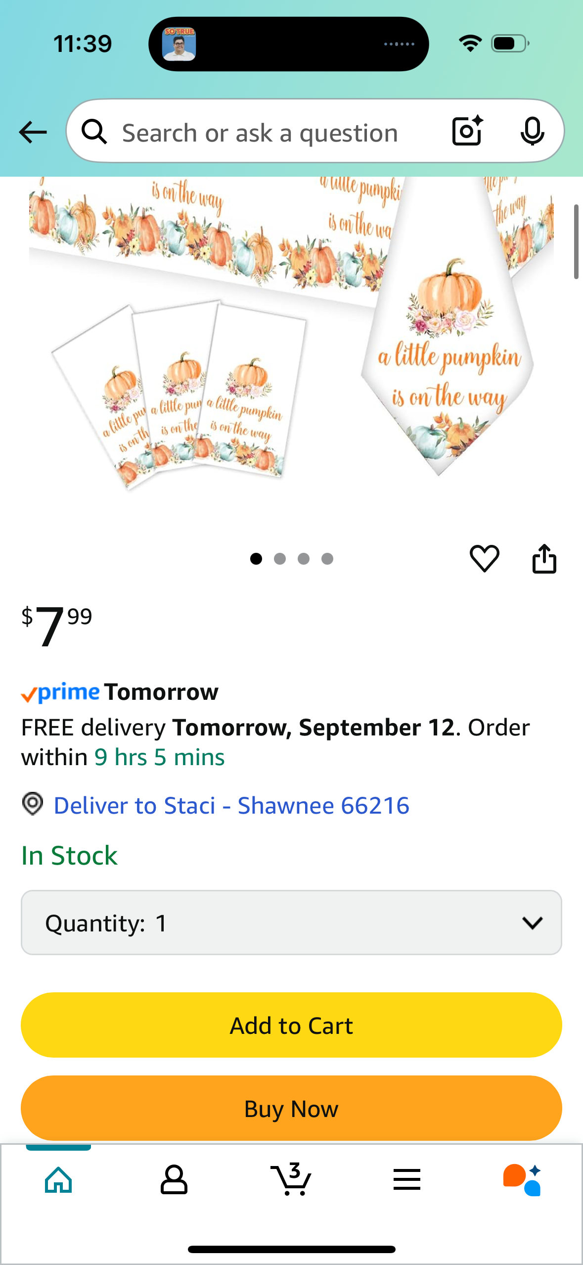 A Little Pumpkin On The Way Baby Shower Party Decorations, Pumpkin Table Cover (3 Packs, 51"x108")