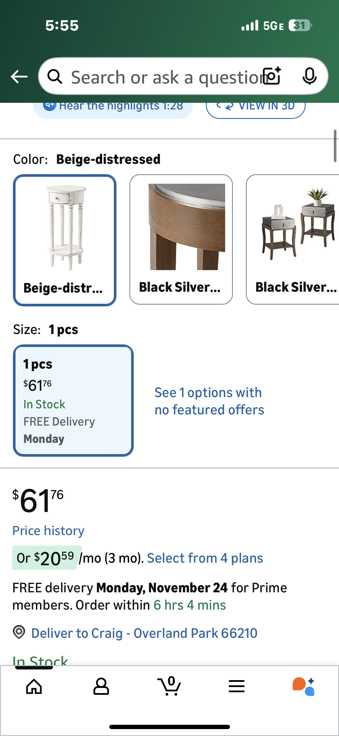 COSIEST End Table with Drawer, Round Nightstand with Storage Shelf, End Table for Living Room, Bedroom, Hall Way, Space Saving Beige (L1109)