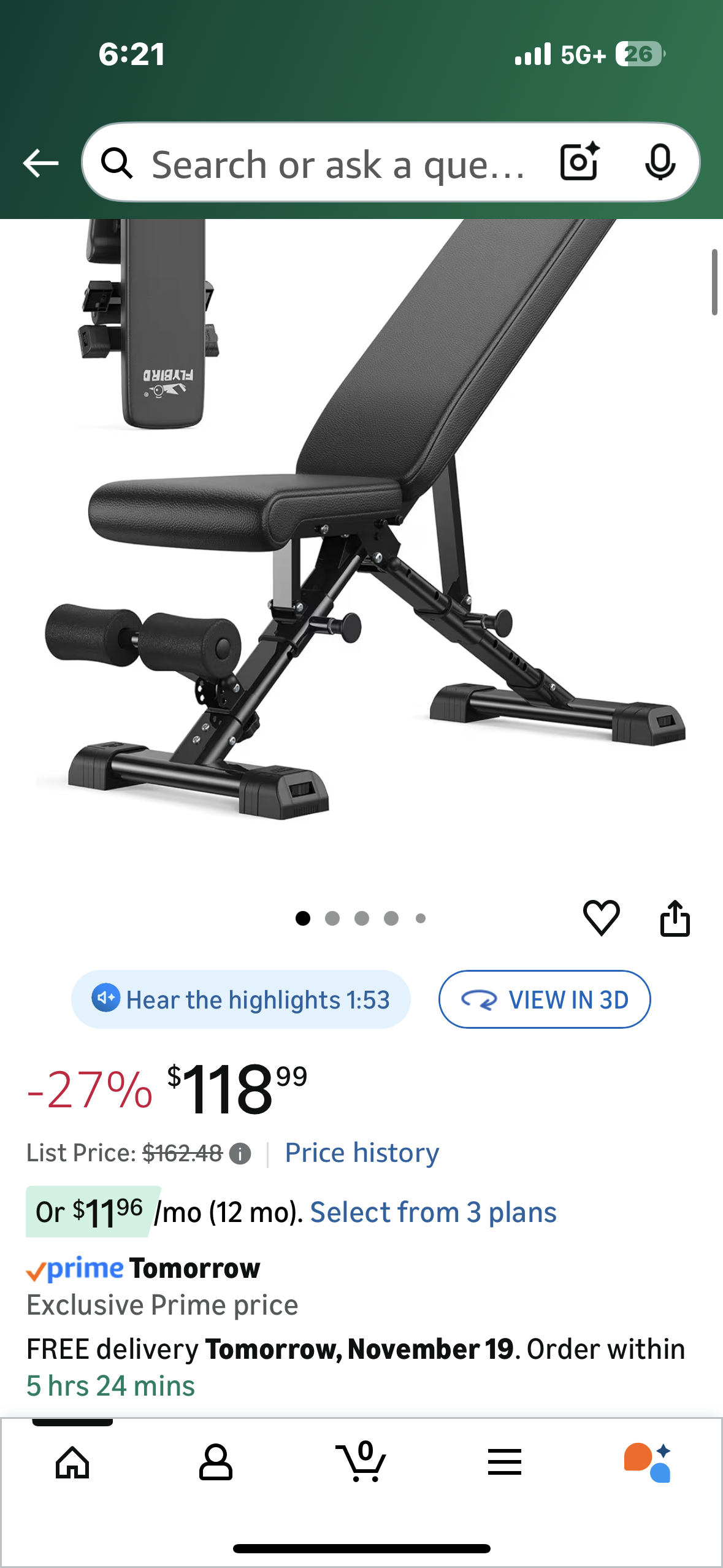 FLYBIRD Adjustable Weight Bench, ASTM-Certified 800LBS Workout Bench, Foldable for Home Gym, 90° to -30° FID and 30in Extended Backrest for Strength Training (W549)