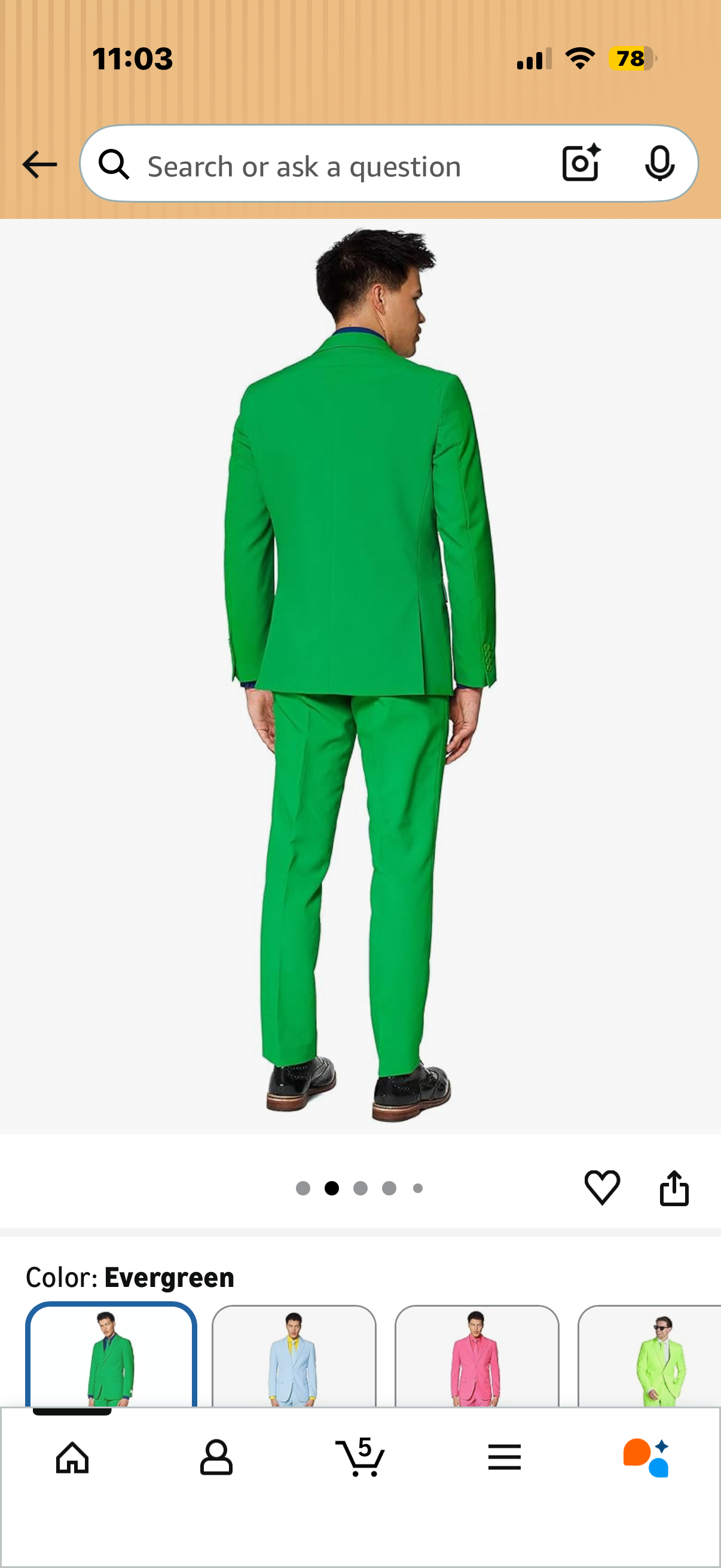 Opposuits Men’s Solid Color Party Suit – 3-Piece Prom & Wedding Suit Set with Jacket, Pants and Tie (Size 44)
