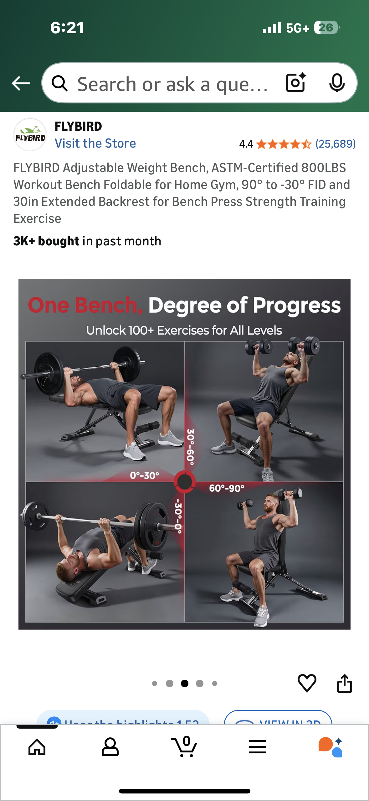 FLYBIRD Adjustable Weight Bench, ASTM-Certified 800LBS Workout Bench, Foldable for Home Gym, 90° to -30° FID and 30in Extended Backrest for Strength Training (W549)