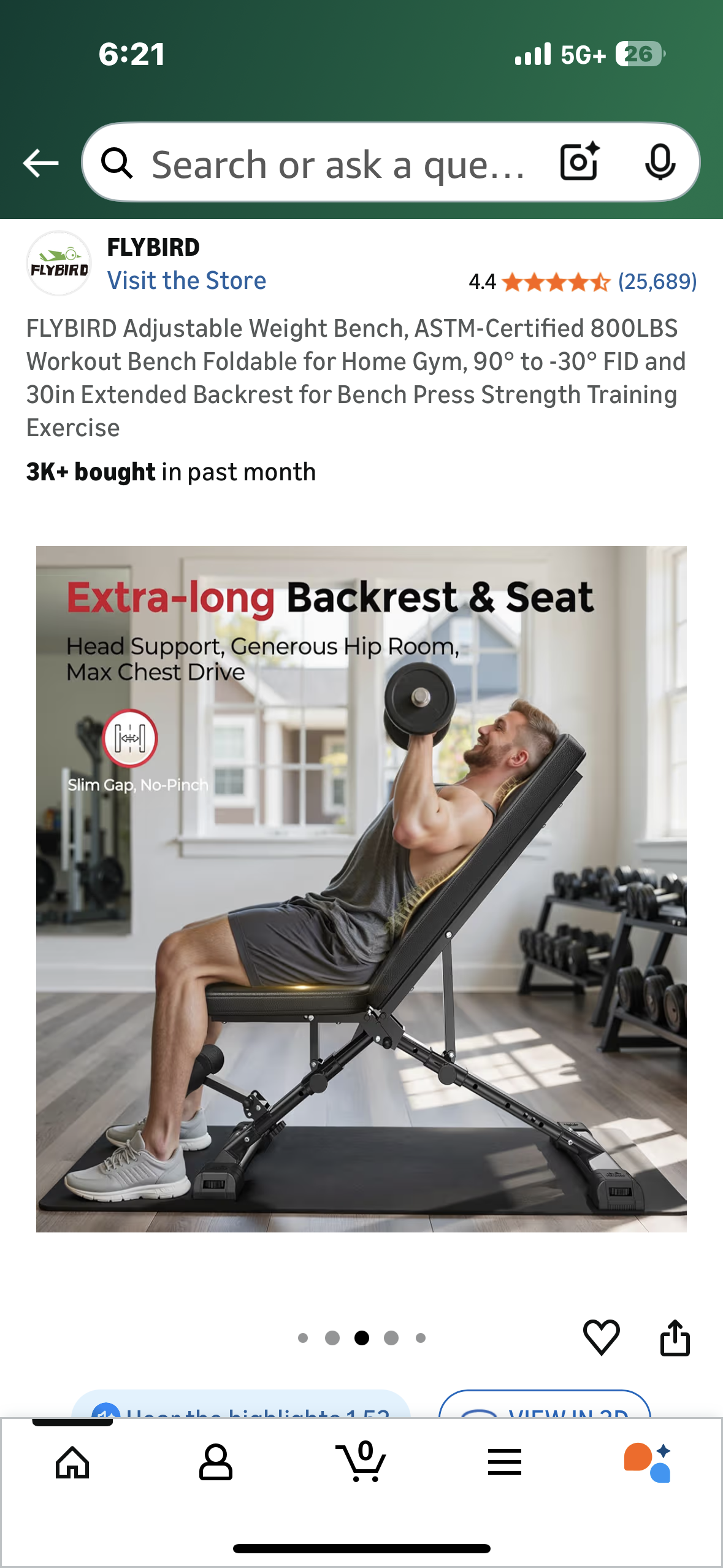 FLYBIRD Adjustable Weight Bench, ASTM-Certified 800LBS Workout Bench, Foldable for Home Gym, 90° to -30° FID and 30in Extended Backrest for Strength Training (W549)