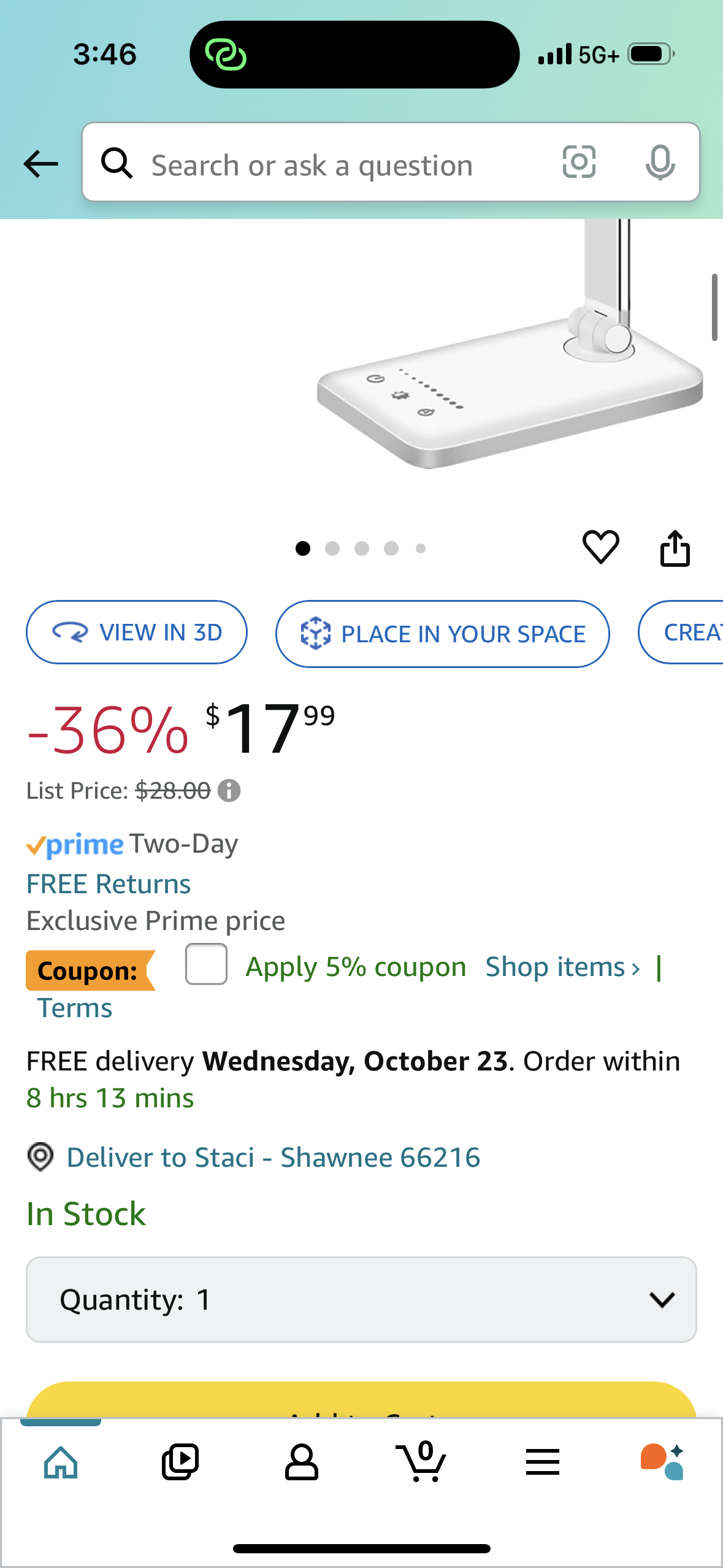 LED Desk Lamp Dimmable Table Lamp Reading Lamp with USB Charging Port, 5 Lighting Modes, Sensitive Control, 30/60 Minutes Timer