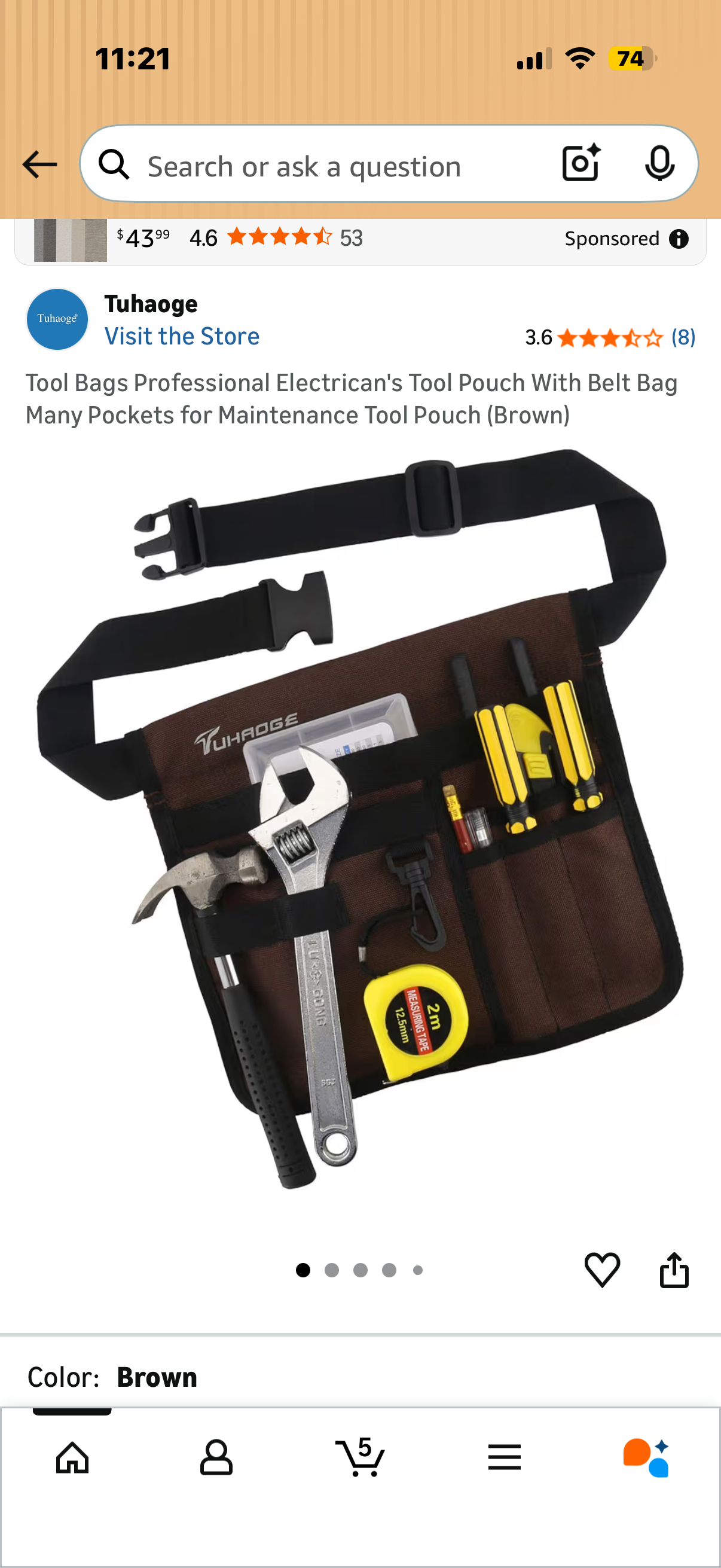 Tool Bags Professional Electrican's Tool Pouch With Belt Bag Many Pockets for Maintenance Tool Pouch (Brown