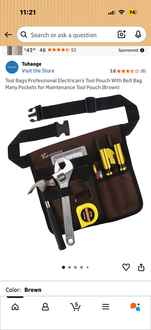 Tool Bags Professional Electrican's Tool Pouch With Belt Bag Many Pockets for Maintenance Tool Pouch (Brown
