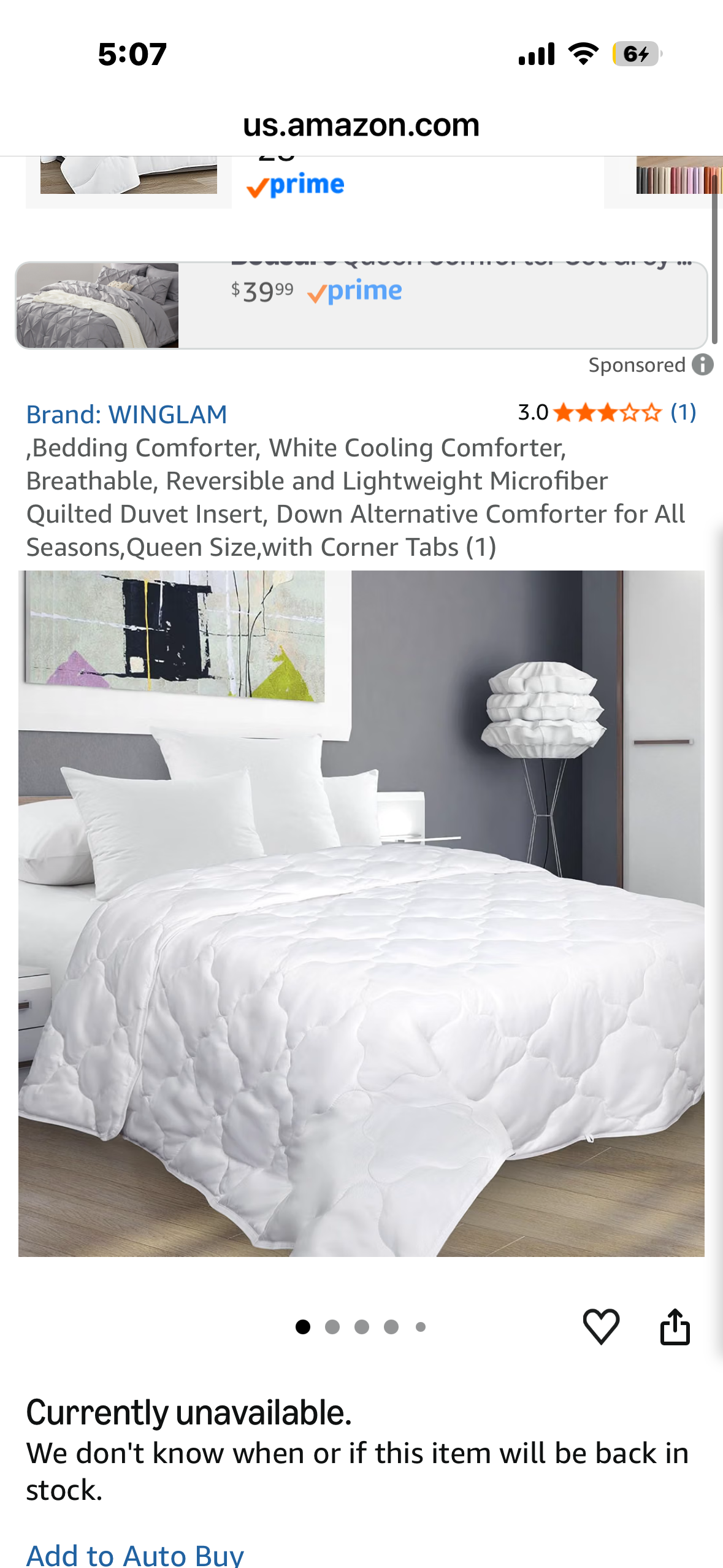 Queen Size WINGLAM Down-Alternative Comforter (Queen-1 Pack)