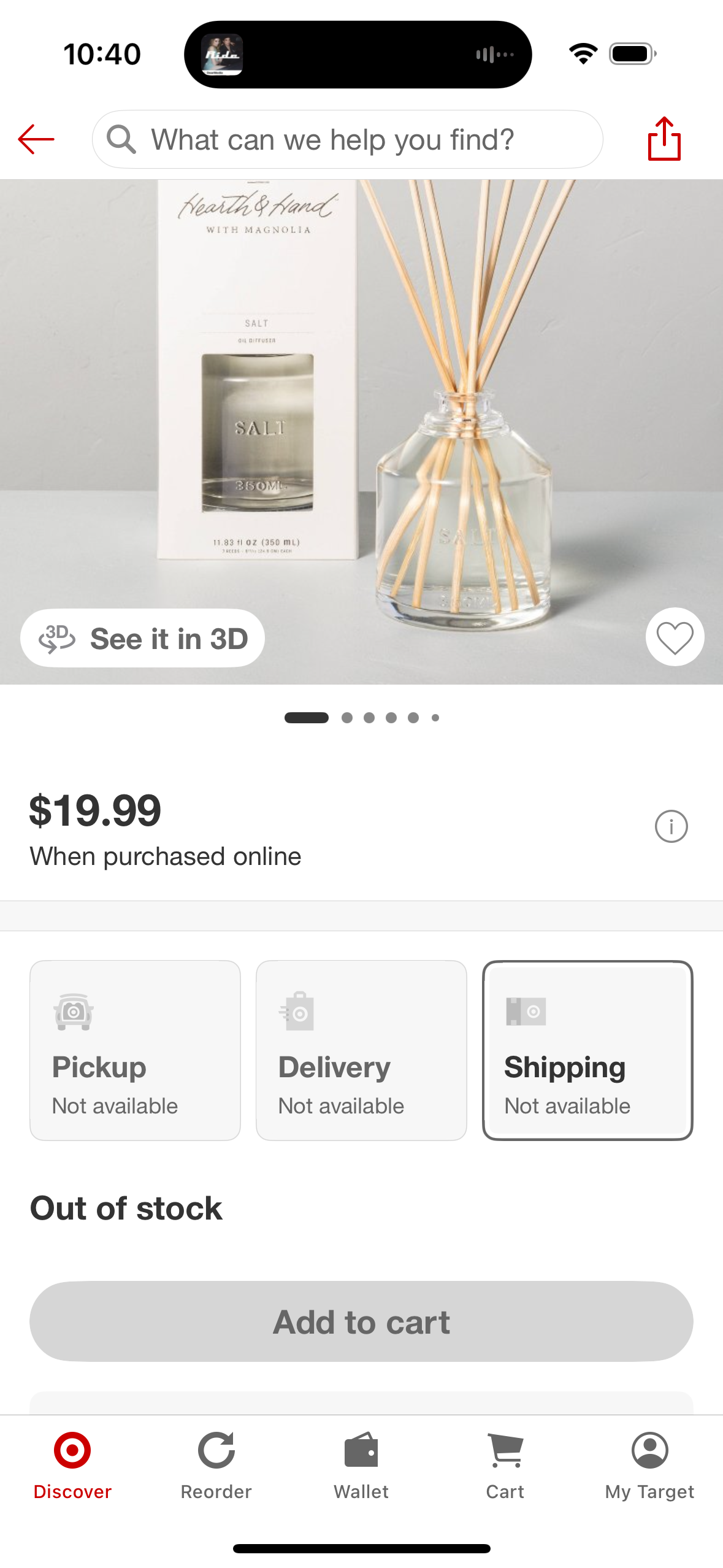 11.83 fl oz Salt Oil Reed Diffuser - Hearth & Hand™ with Magnolia: Tropical Aroma, Natural Reeds, Glass Bottle
