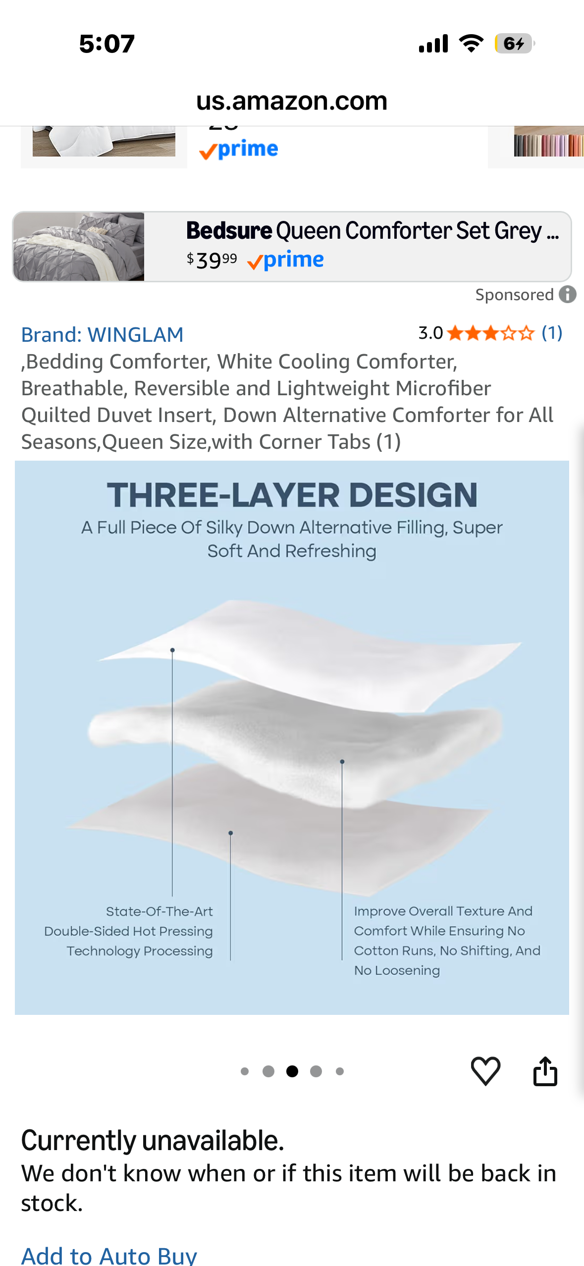 Queen Size WINGLAM Down-Alternative Comforter (Queen-1 Pack)
