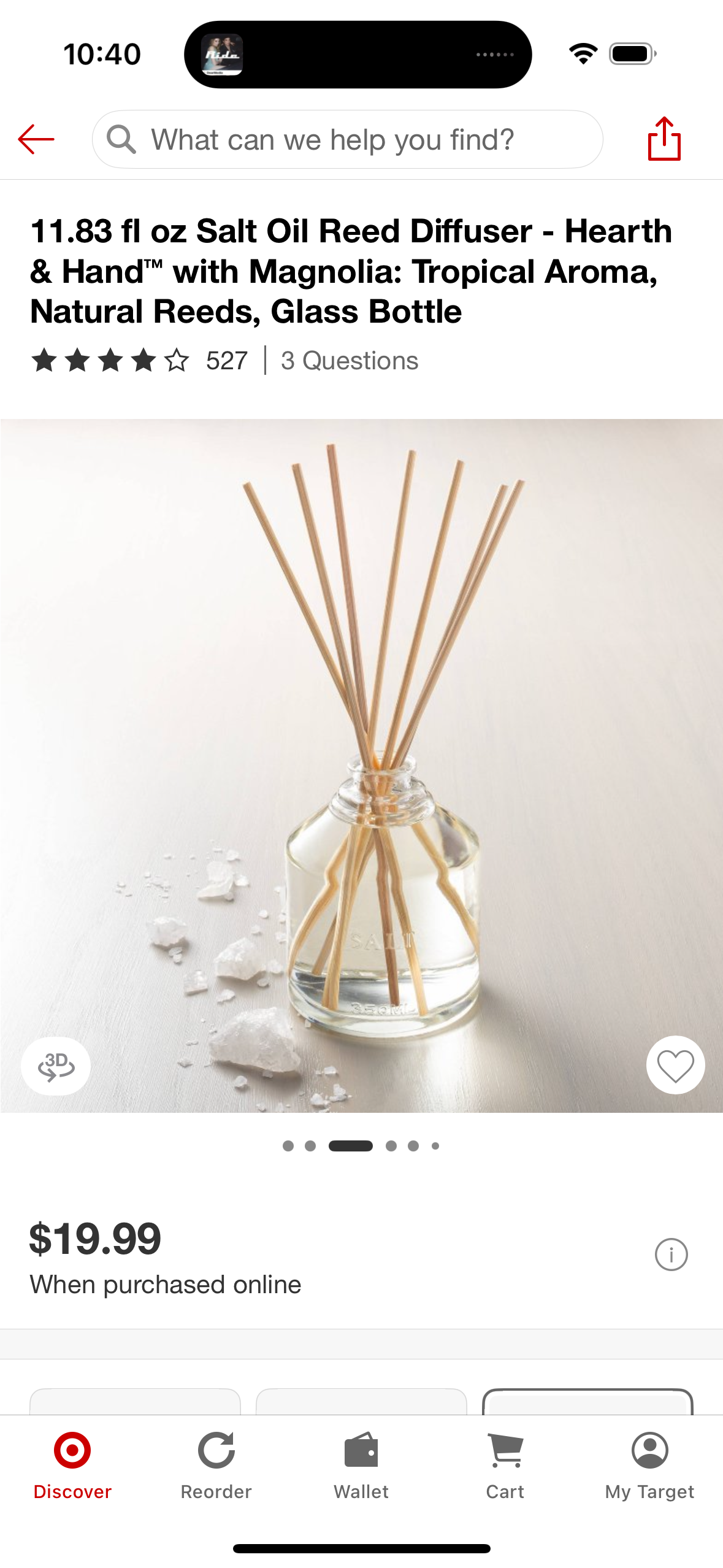 11.83 fl oz Salt Oil Reed Diffuser - Hearth & Hand™ with Magnolia: Tropical Aroma, Natural Reeds, Glass Bottle