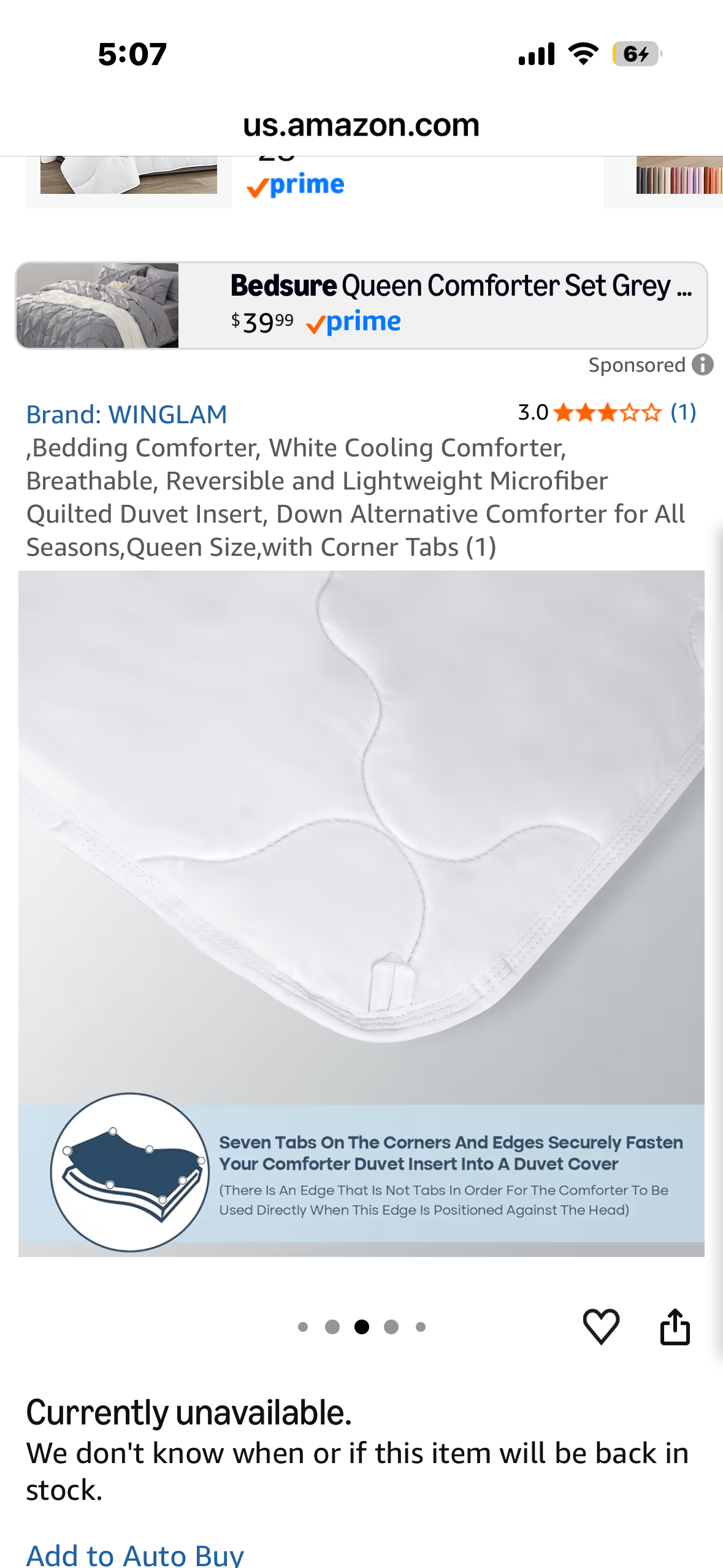 Queen Size WINGLAM Down-Alternative Comforter (Queen-1 Pack)
