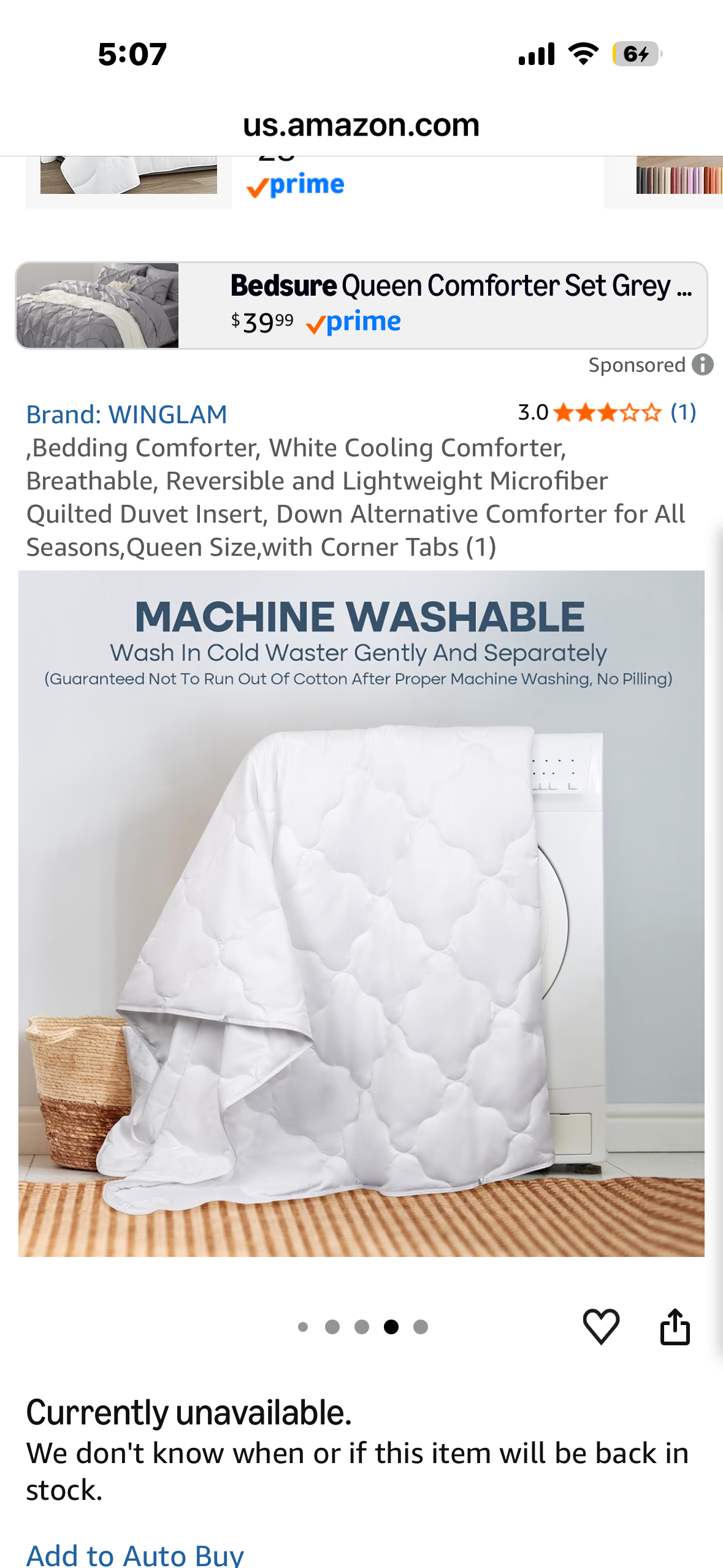 Queen Size WINGLAM Down-Alternative Comforter (Queen-1 Pack)