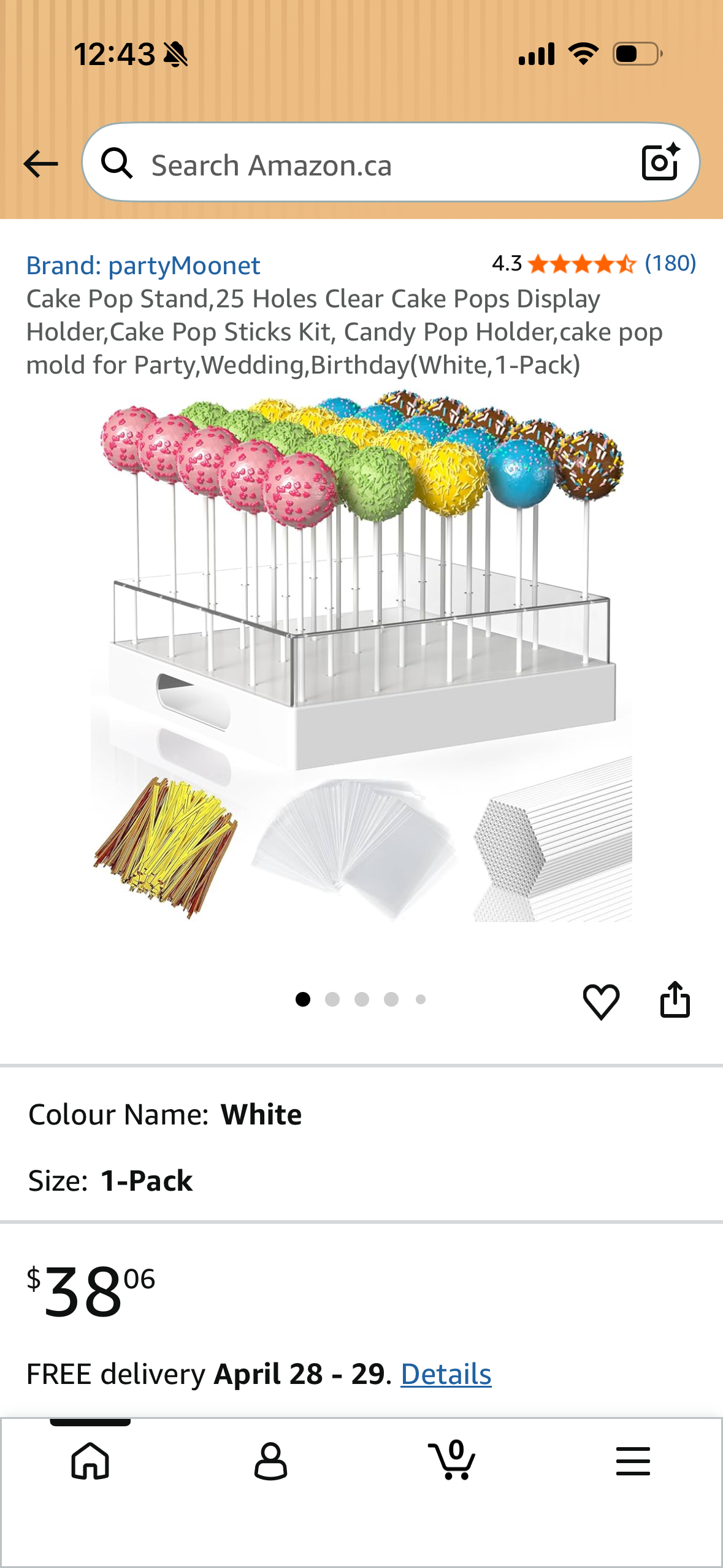 Cake Pop Stand,25 Holes Clear Cake Pops Display Holder,Cake Pop Sticks Kit, Candy Pop Holder,cake pop mold for Party,Wedding,Birthday(White,1-Pack)
