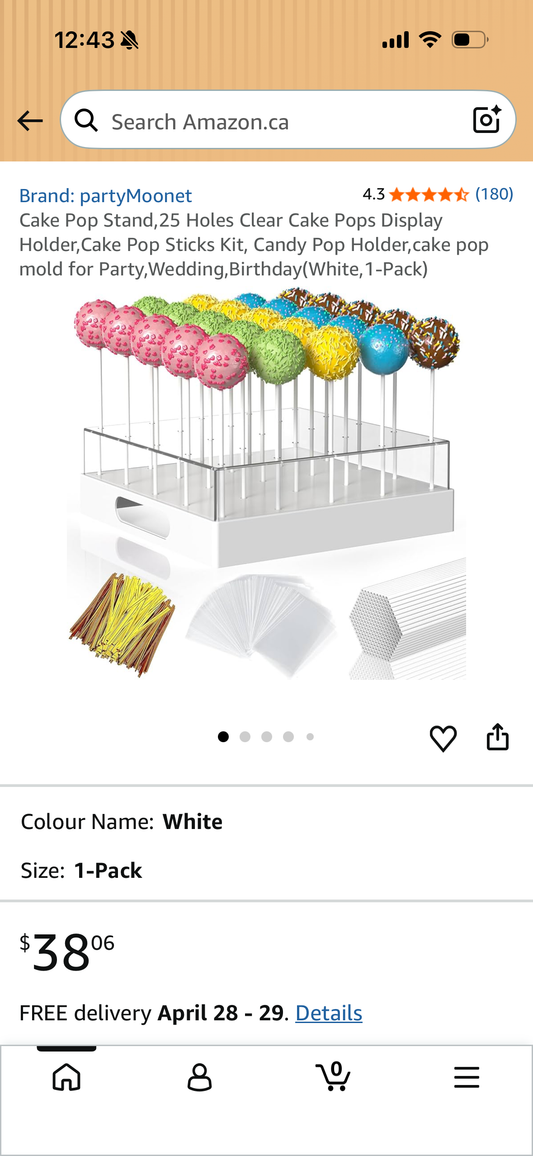 Cake Pop Stand,25 Holes Clear Cake Pops Display Holder,Cake Pop Sticks Kit, Candy Pop Holder,cake pop mold for Party,Wedding,Birthday(White,1-Pack)