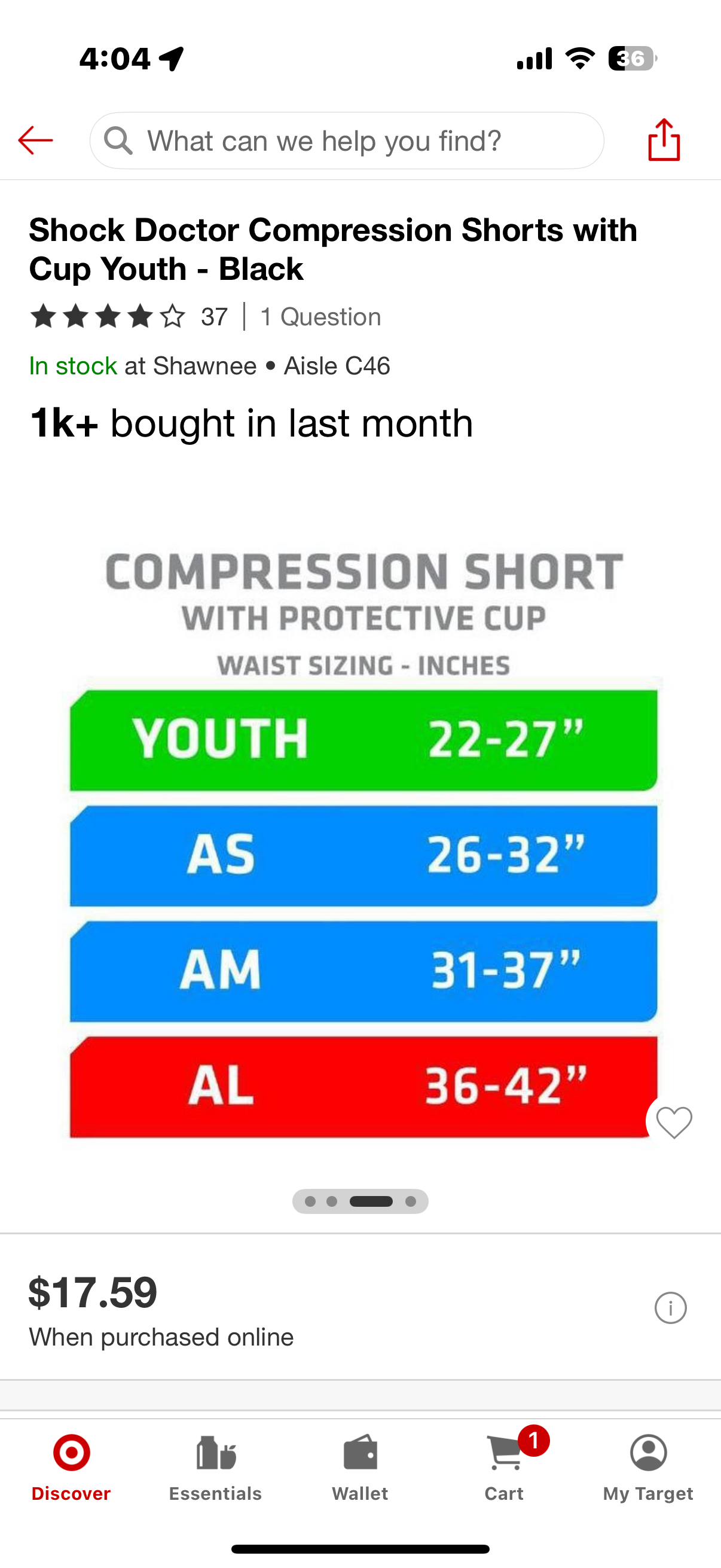 Shock Doctor Compression Shorts with Cup Youth - Black