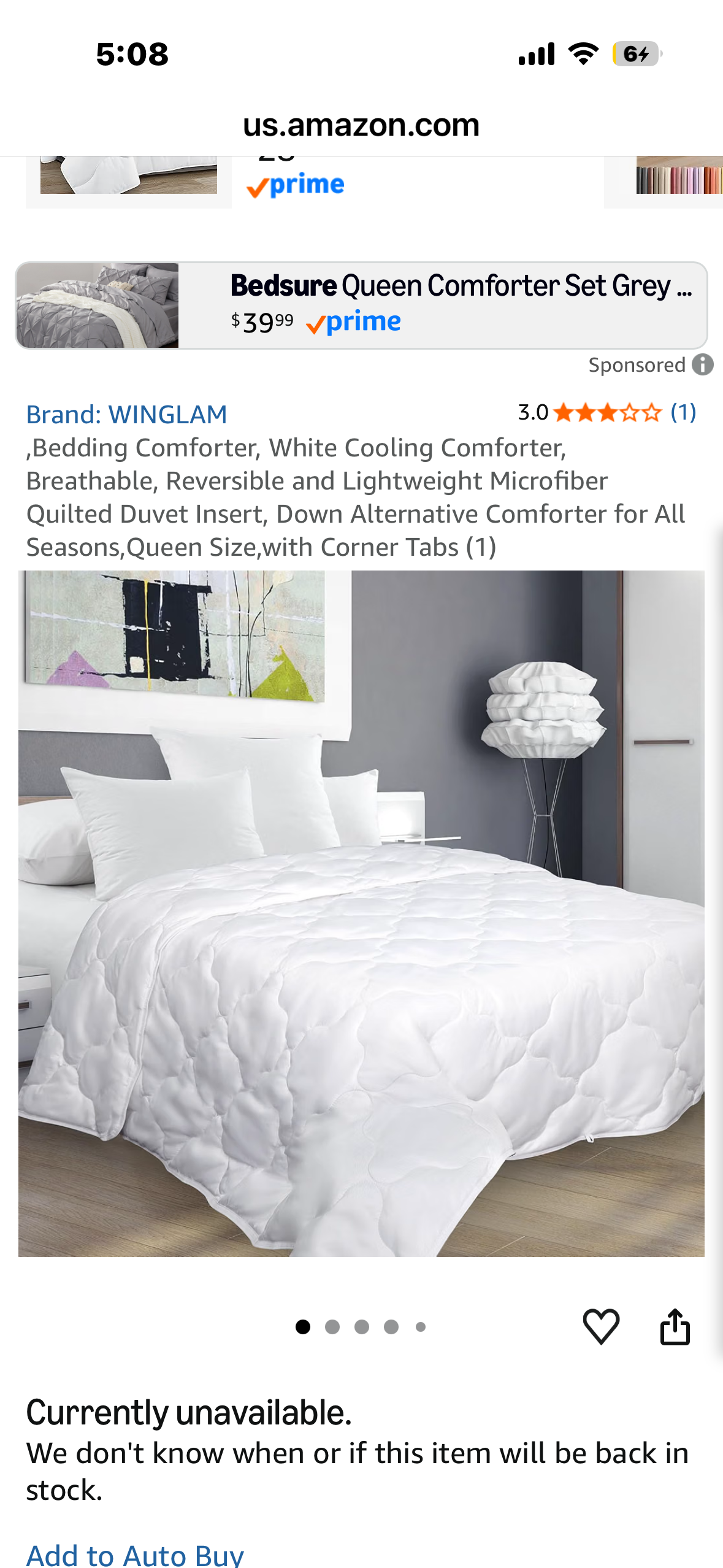 Queen Size WINGLAM Down-Alternative Comforter (Queen-1 Pack)