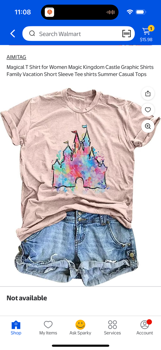 Disney Magic Kingdom Graphic T-Shirt (Size Small)