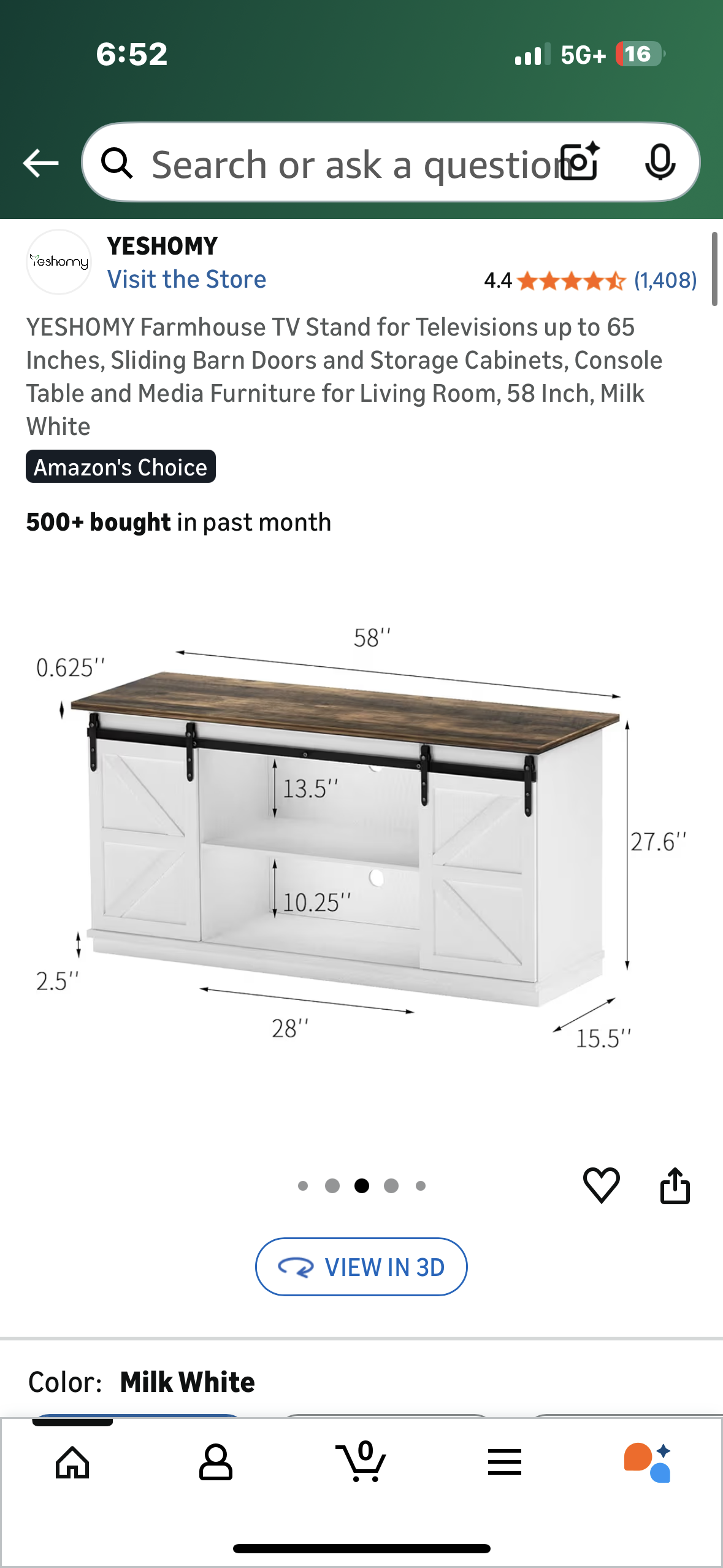 YESHOMY Farmhouse TV Stand for Televisions up to 65”, Sliding Barn Doors and Storage Cabinets, Console Table and Media Furniture for Living Room, Milk White, (L1110)