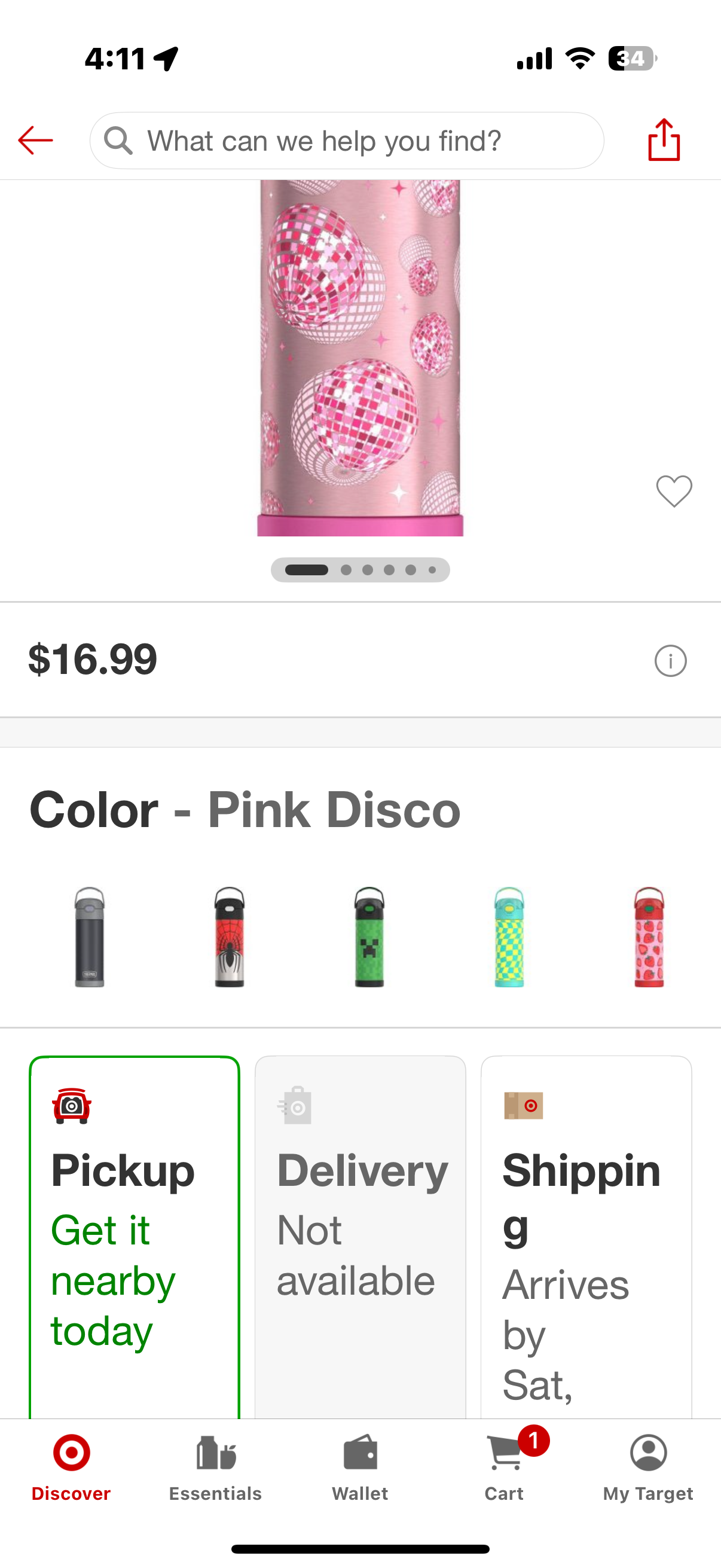 Thermos 16oz FUNtainer Water Bottle - Pink Disco