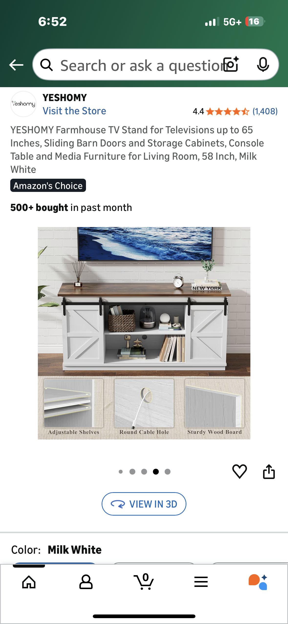 YESHOMY Farmhouse TV Stand for Televisions up to 65”, Sliding Barn Doors and Storage Cabinets, Console Table and Media Furniture for Living Room, Milk White, (L1110)