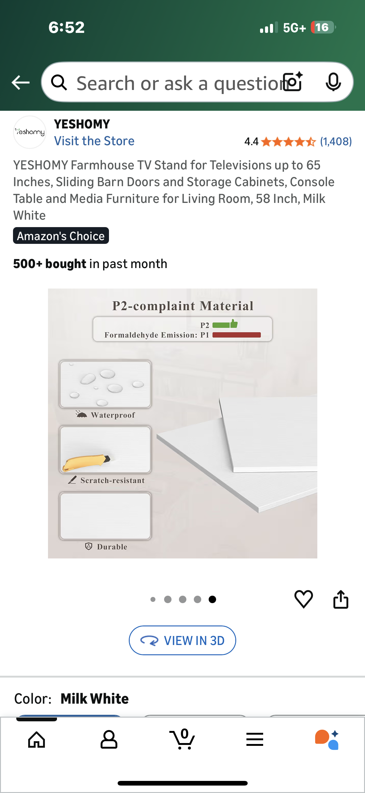 YESHOMY Farmhouse TV Stand for Televisions up to 65”, Sliding Barn Doors and Storage Cabinets, Console Table and Media Furniture for Living Room, Milk White, (L1110)