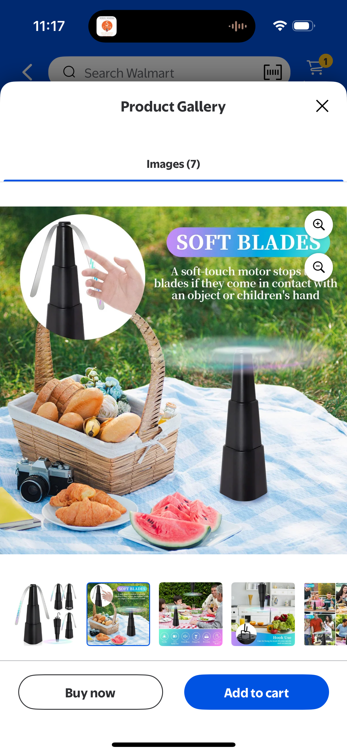 Adawook Fly Fans for Tables, Height Ajustable Food Fans, Chemical-Free Bug Fans with Soft Blades, Keep Flies Bugs Away, Foldable Table Fly Fan, 4 Pack, Black