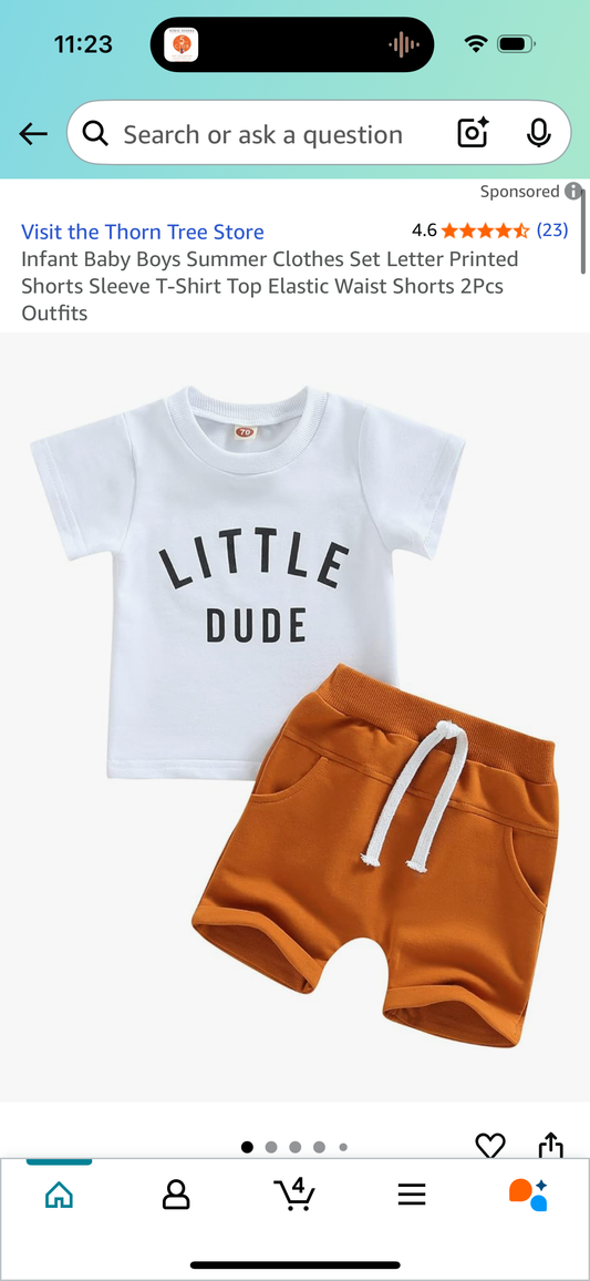 Little Dude Child Tee With Shorts (Size 0-6 Months)