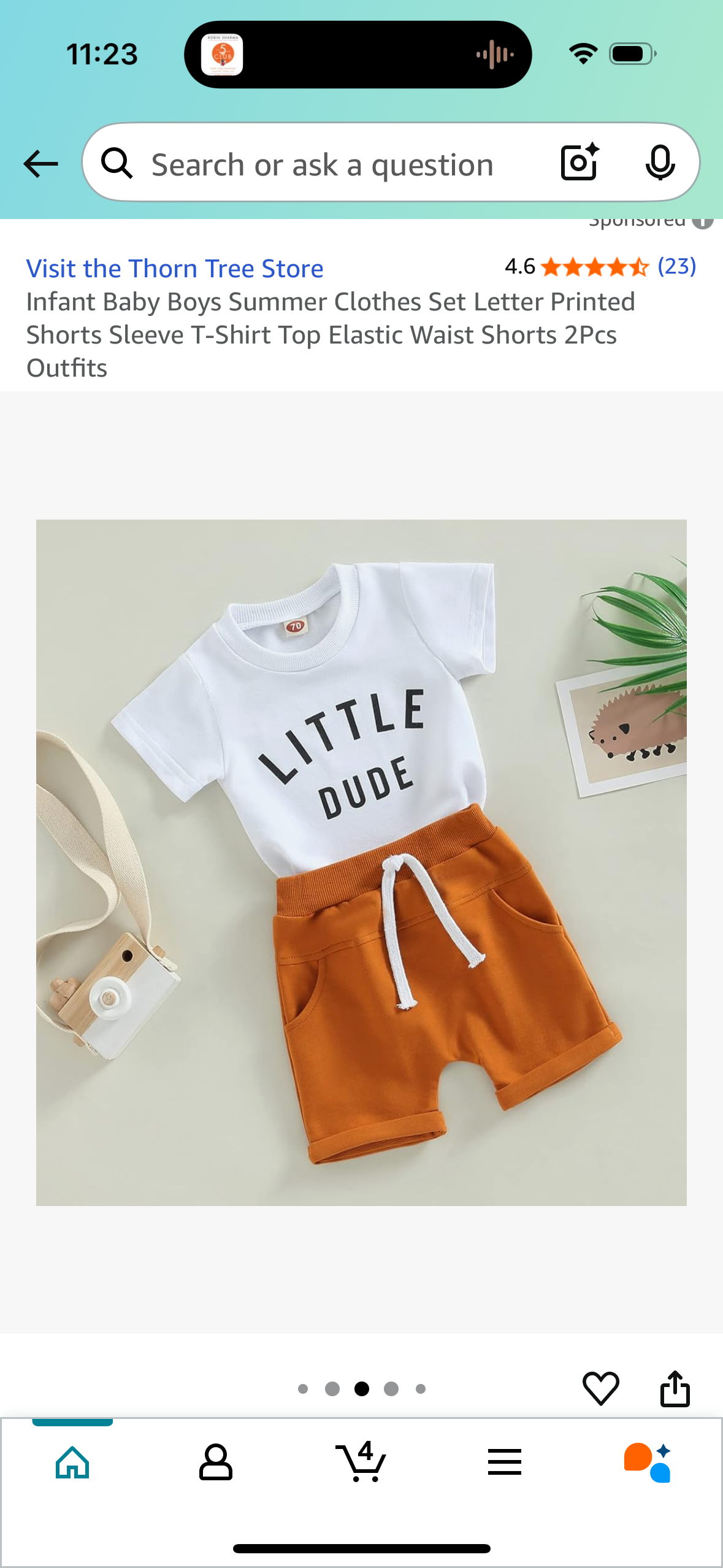 Little Dude Child Tee With Shorts (Size 0-6 Months)